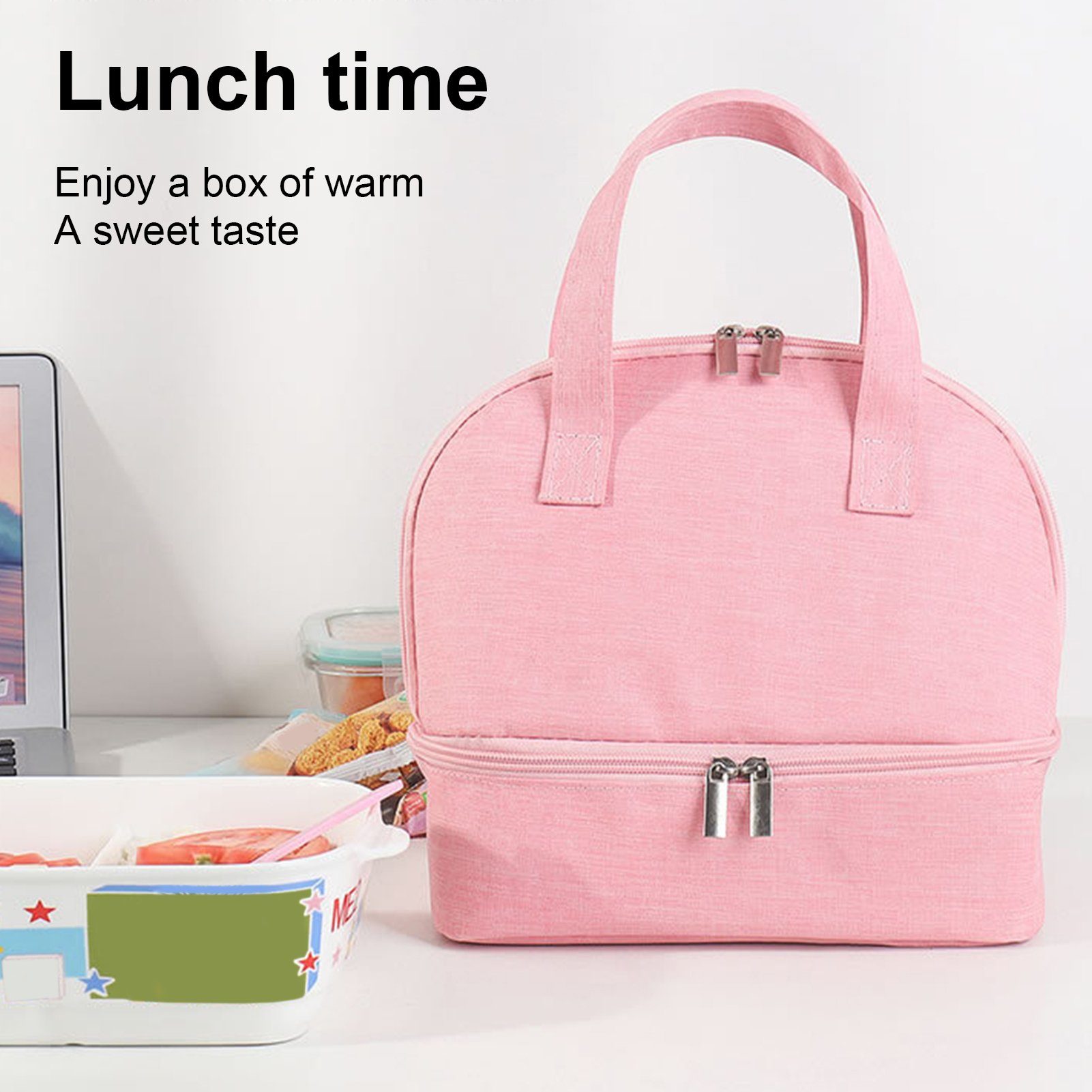 Lunchtasche Auffangbehälter Lunch Kühltasche Lunchboxen Popubear für süße Bag Grau