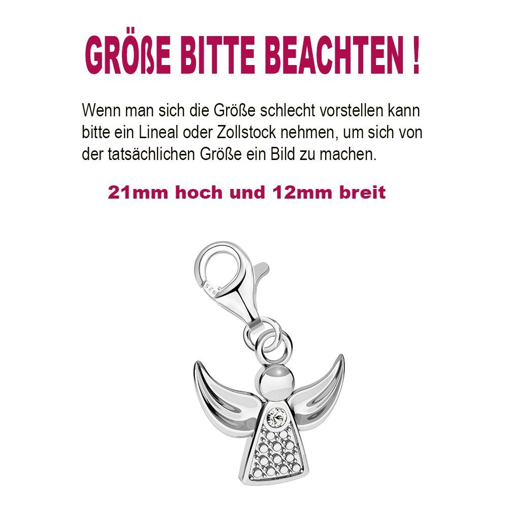 Limana Charm Engel Schutzengel Charm 925 Silber Karabiner Anhänger für Armband Kette, mit Zirkonia für Bettelarmband, Gliederarmband oder Halskette