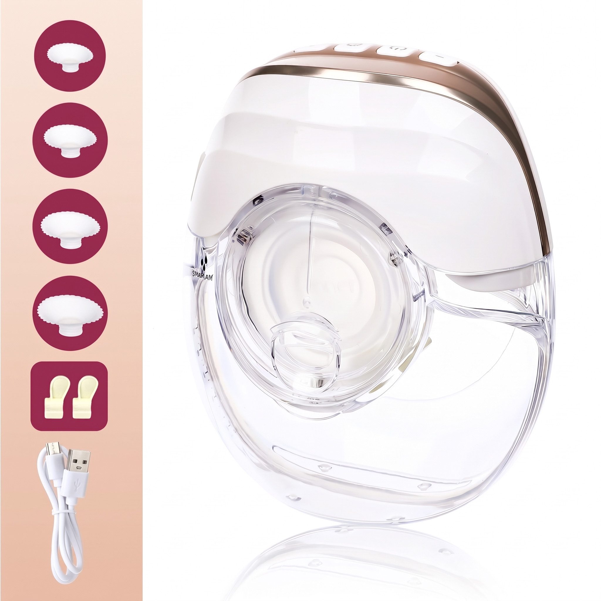 oyajia Elektrische Milchpumpe Milchpumpe Tragbar Freihändig,Brustpumpe Milch mit 3 Modi und 8 Stufen, tragbar Milchpumpe,Ultra Leise Wiederaufladbare,Fassungsvermögen 150ml, 1-tlg., 4 Trichtergrößen