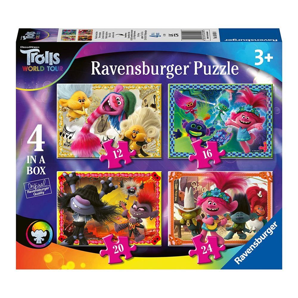 Trolls Пазли 4 in 1 Kinder Пазли Box Тролі 2 World Tour Ravensburger, 24 Пазлиteile