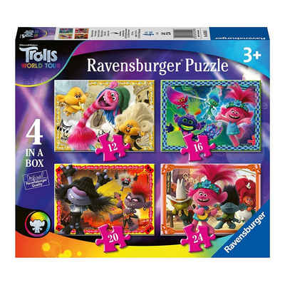 Trolls Puzzle 4 in 1 Kinder Puzzle Box Trolls 2 World Tour Ravensburger, 24 Puzzleteile