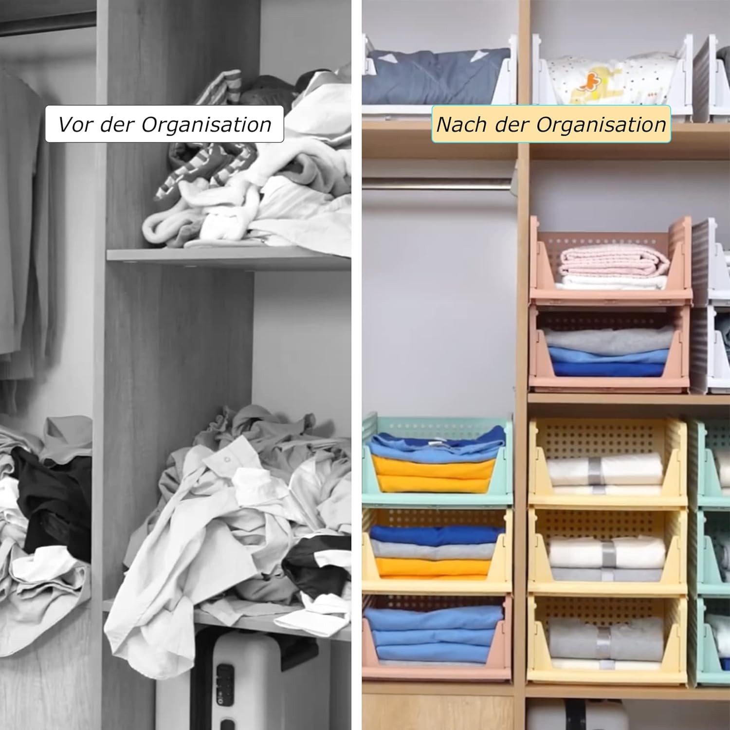 Zedelmaier Organizer Schrank-Organizer Kleiderschrank Schublade faltbare Aufbewahrungsbox (Set, 3 St., Set of 3), Klappbar und Stapelbar Aufbewahrungsbox