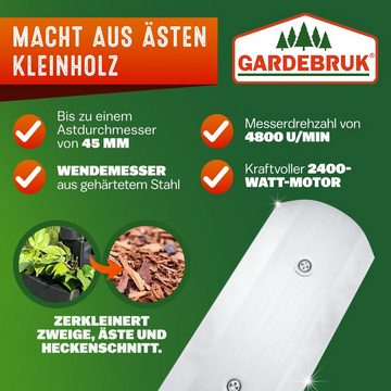 Gardebruk Messerhäcksler, 2400W elektrisch max 4,5cm Aststärke 1x 50L Beutel Gartenhäcksler