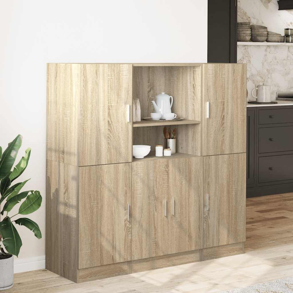 vidaXL Regal 3-tlg. Küchenschrank-Set Sonoma-Eiche Holzwerkstoff, günstig online kaufen