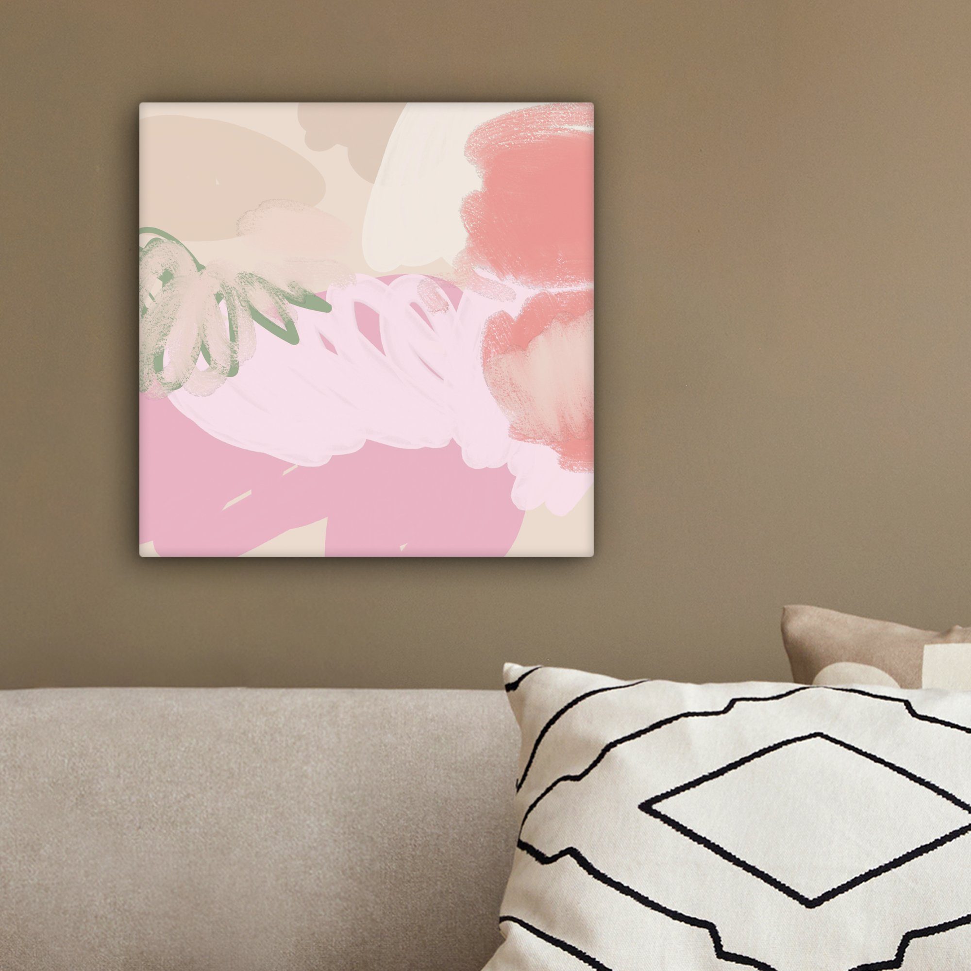 OneMillionCanvasses® Leinwandbild Rosa - Kunst Schlafzimmer, Leinwand für Modern, - St), cm Bilder (1 Wohnzimmer Abstrakt 20x20 