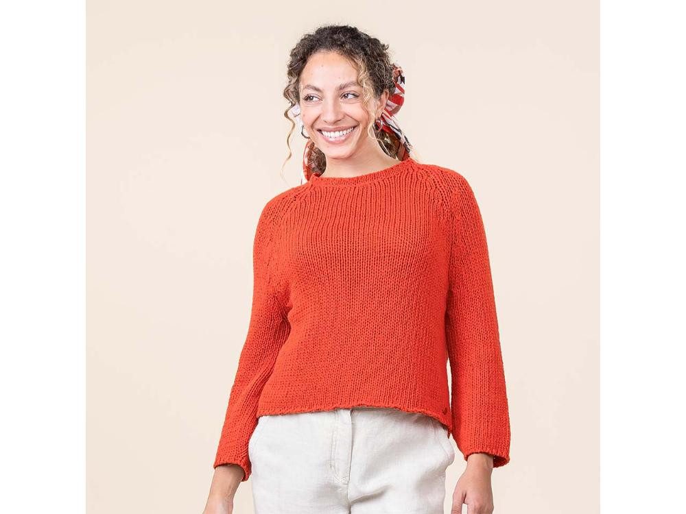 LIVING CRAFTS Rundhalspullover Living Crafts Bio-Damen-Strickpullover 'RICARDA' m