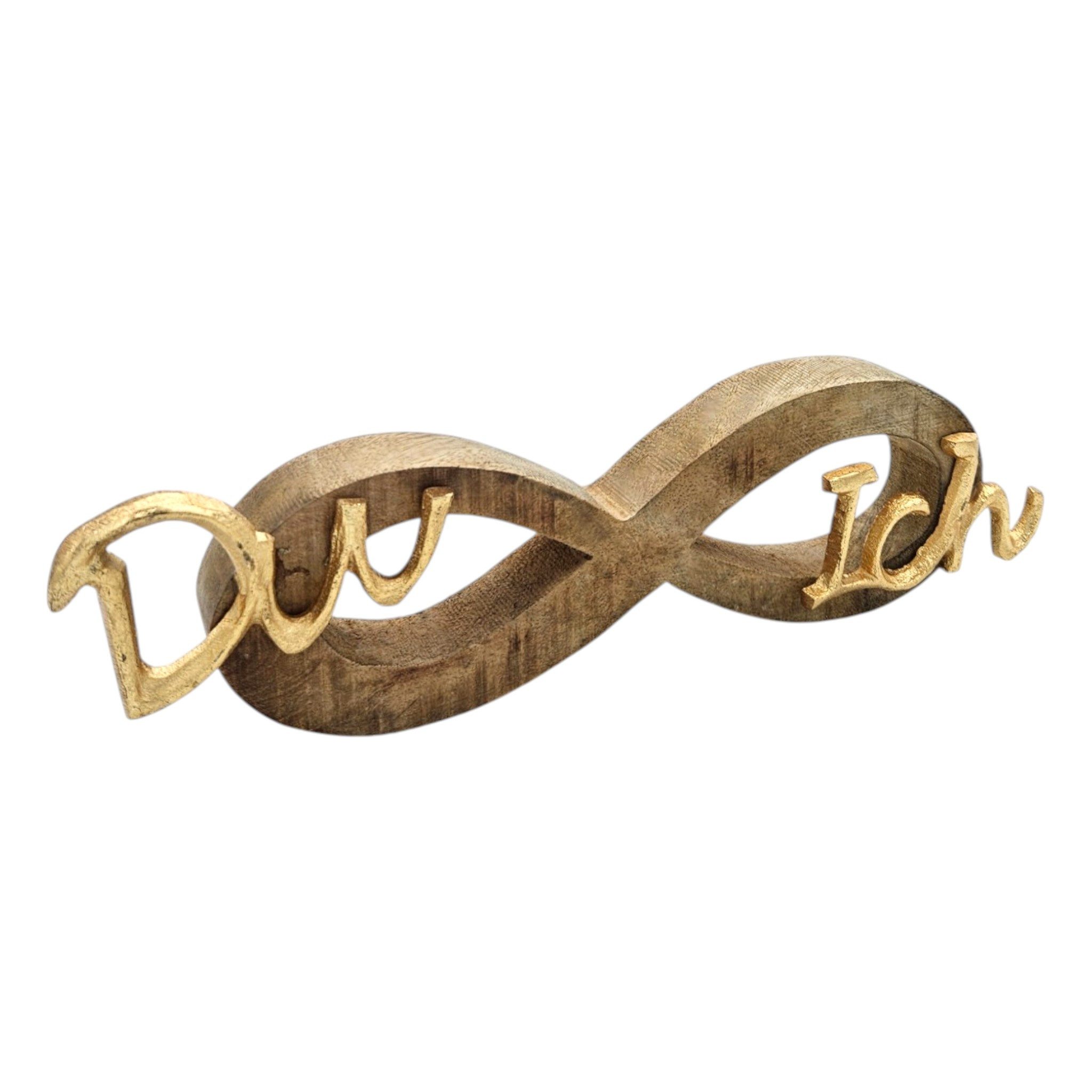 Meinposten Deko-Schriftzug Schild Liebe Hochzeit DU & ICH Holzdeko Mango Geschenk L26 cm (1 St)