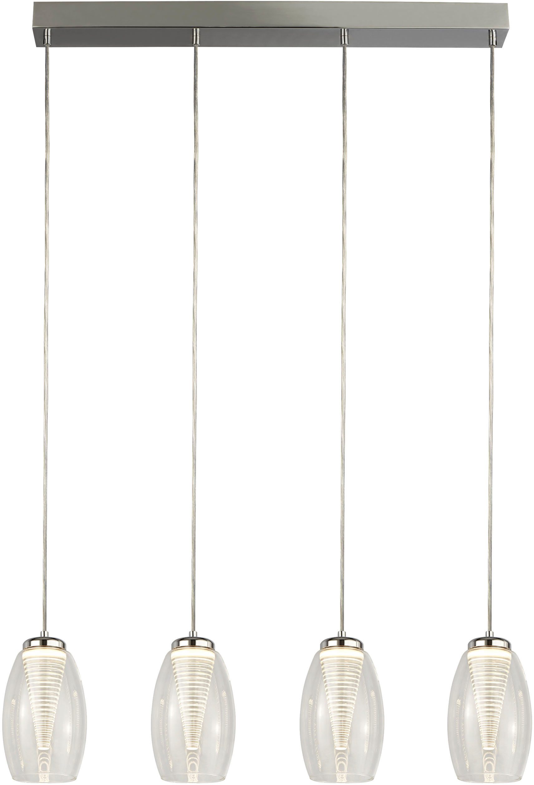 Searchlight Pendelleuchte Cyclone 4Lt Bar-Anhänger - Chrom- und Klarglas, LED fest integriert