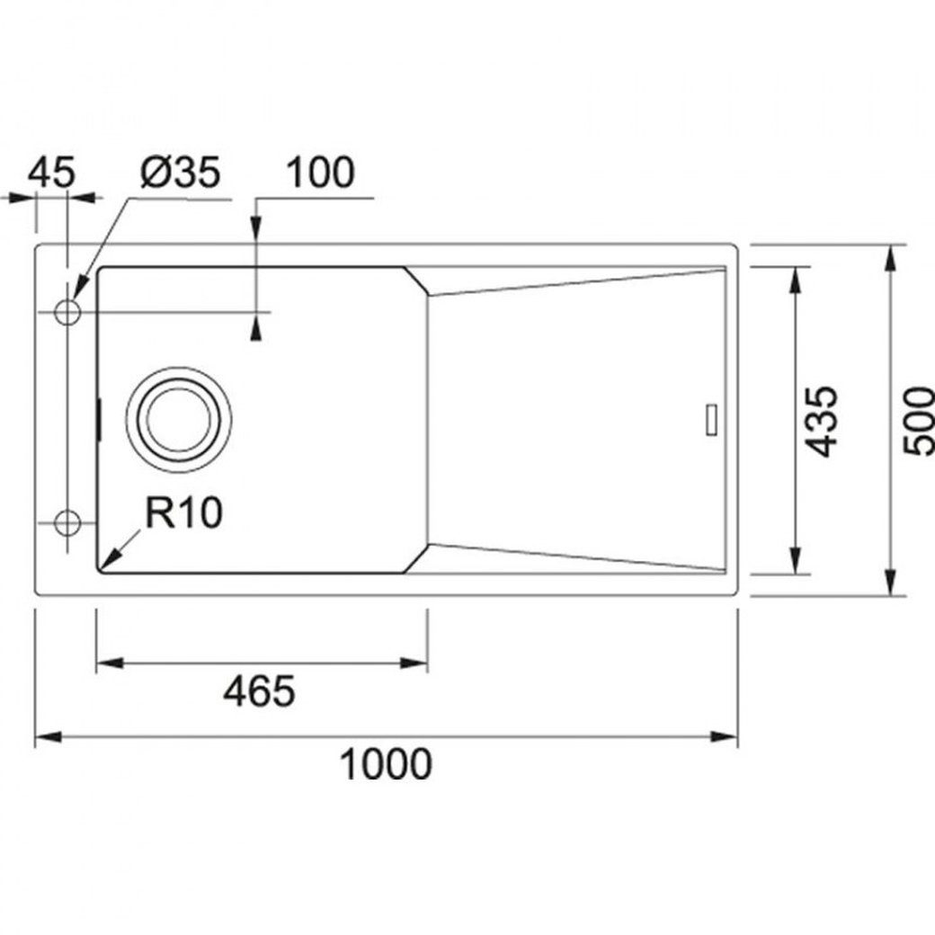 FRANKE Built-in sink FXG 611-100 100x50cm Push-button valve Drainer reversible Glacier