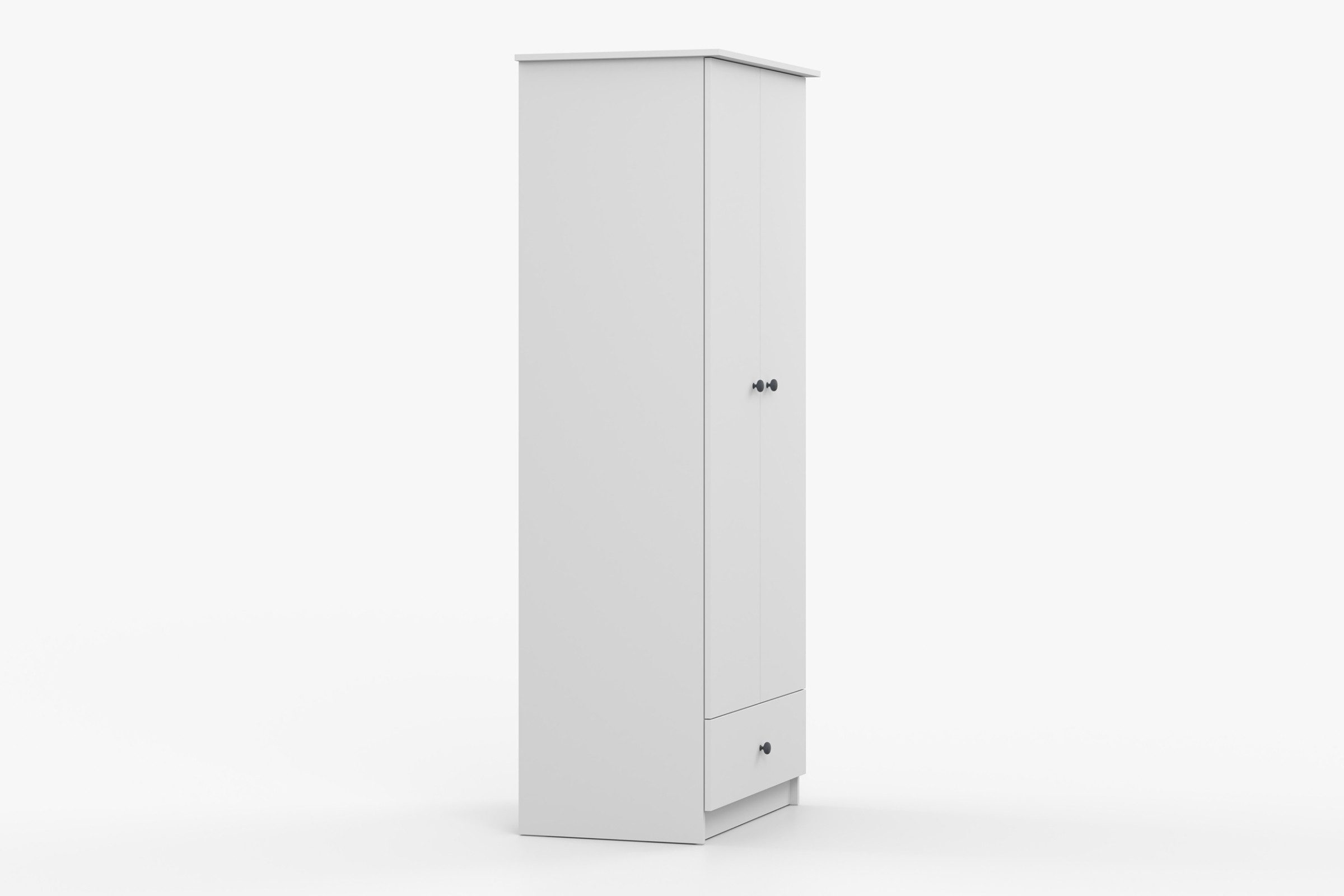 Deine Möbel 24 Kinderkleiderschrank OSCAR Kleiderschrank Drehtürenschrank 85 cm breit (Set, 2-St., ganz in Weiß / Cashmere, Griffe: Rosa / Anthrazit OSCAR-Kollektion) Kinderzimmer Jugendzimmer Jungenzimmer Mädchenzimmer