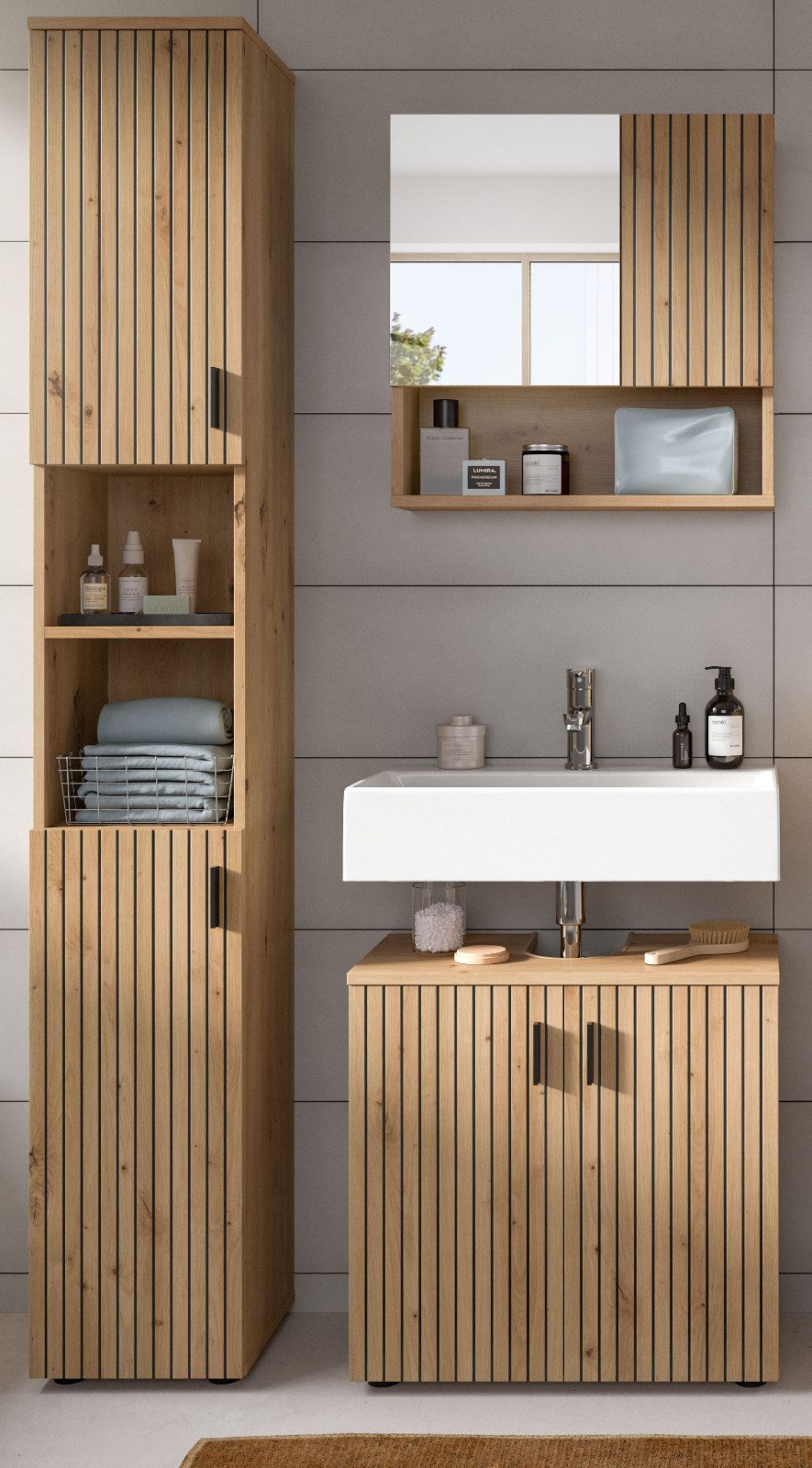 Inn.Furn Badmöbel-Set Livia, (Badezimmer in Eiche Artisan, 3-teilig, 105 x günstig online kaufen