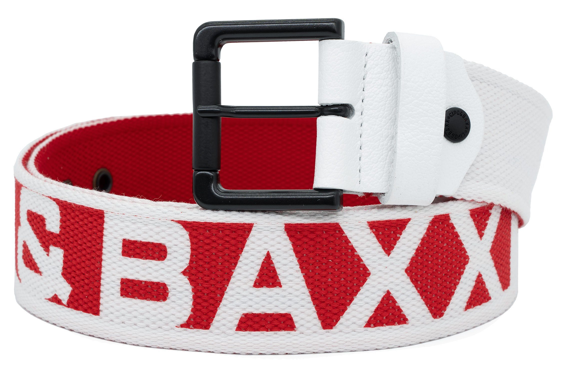 Cipo & Baxx Stoffgürtel Casual Gürtel BA-C-2133 rot 100cm x 4,7cm mit großen Markenschriftzug