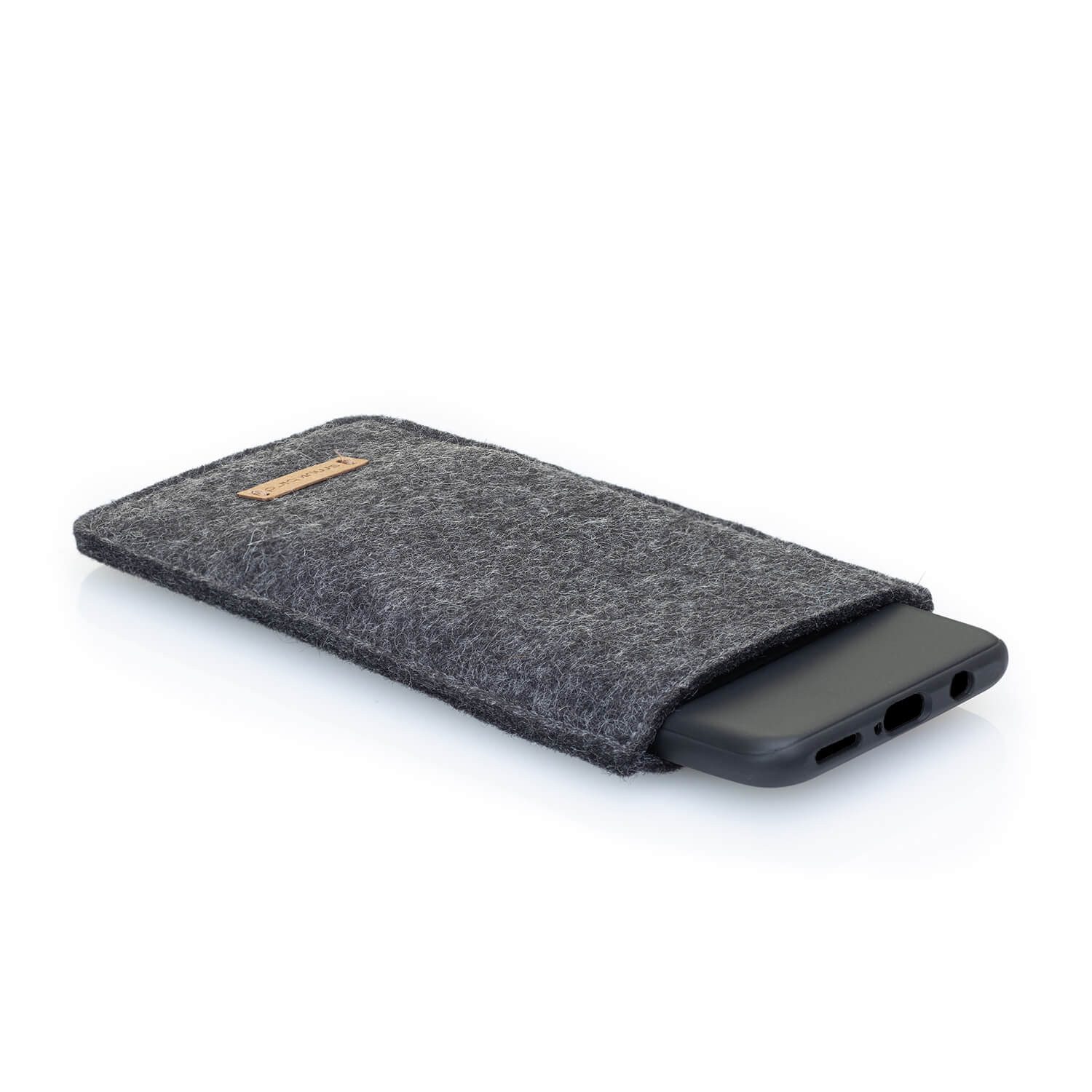 Smukbird Handytasche Handytasche LET für Samsung Galaxy S23 Ultra, aus Filz, anthrazit