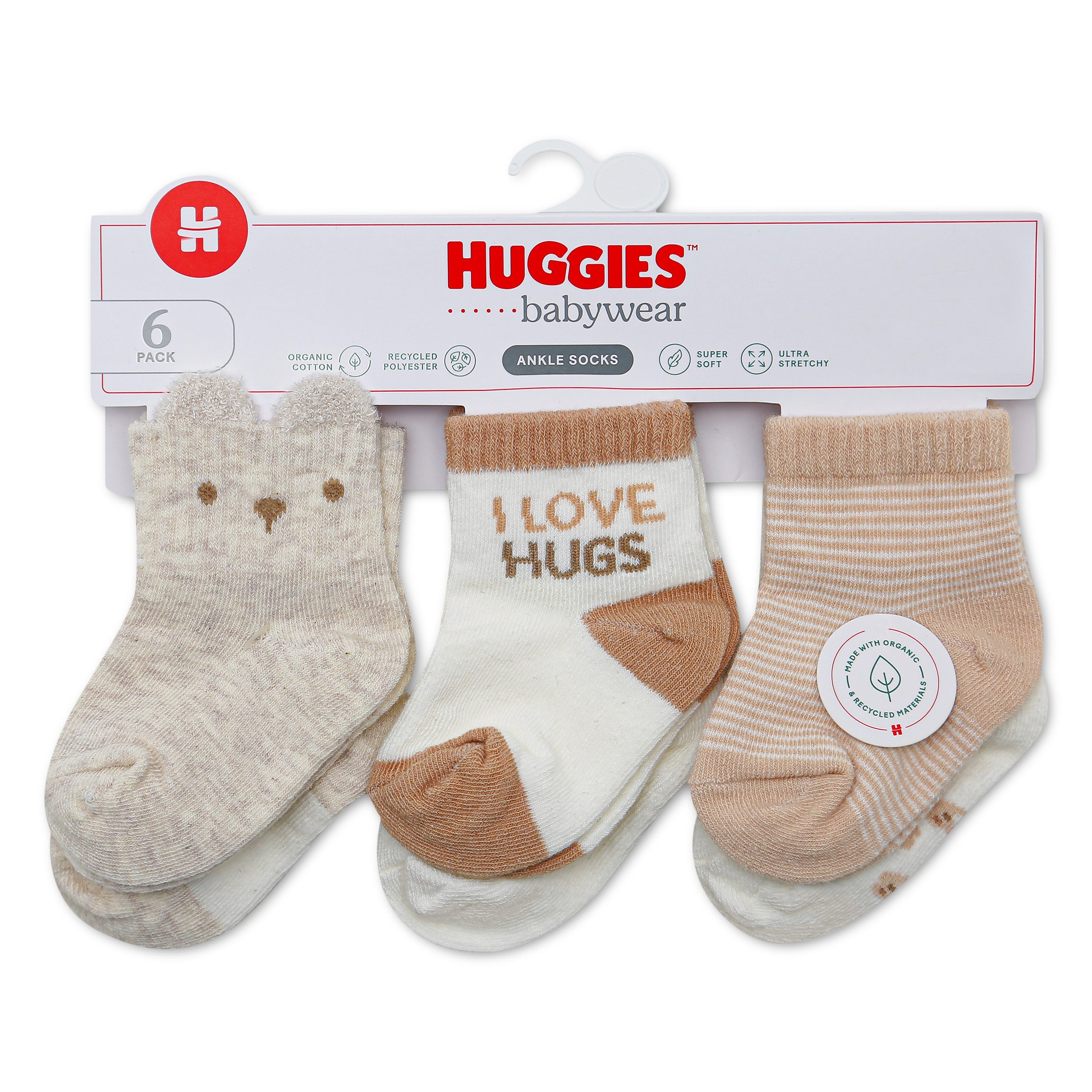 HUGGIES babywear Kurzsocken HGHN 6PK QUARTER SOCKS (Packung, 6-Paar) 6er Pack Baby-Socken mit Bärchen-Mtoiven
