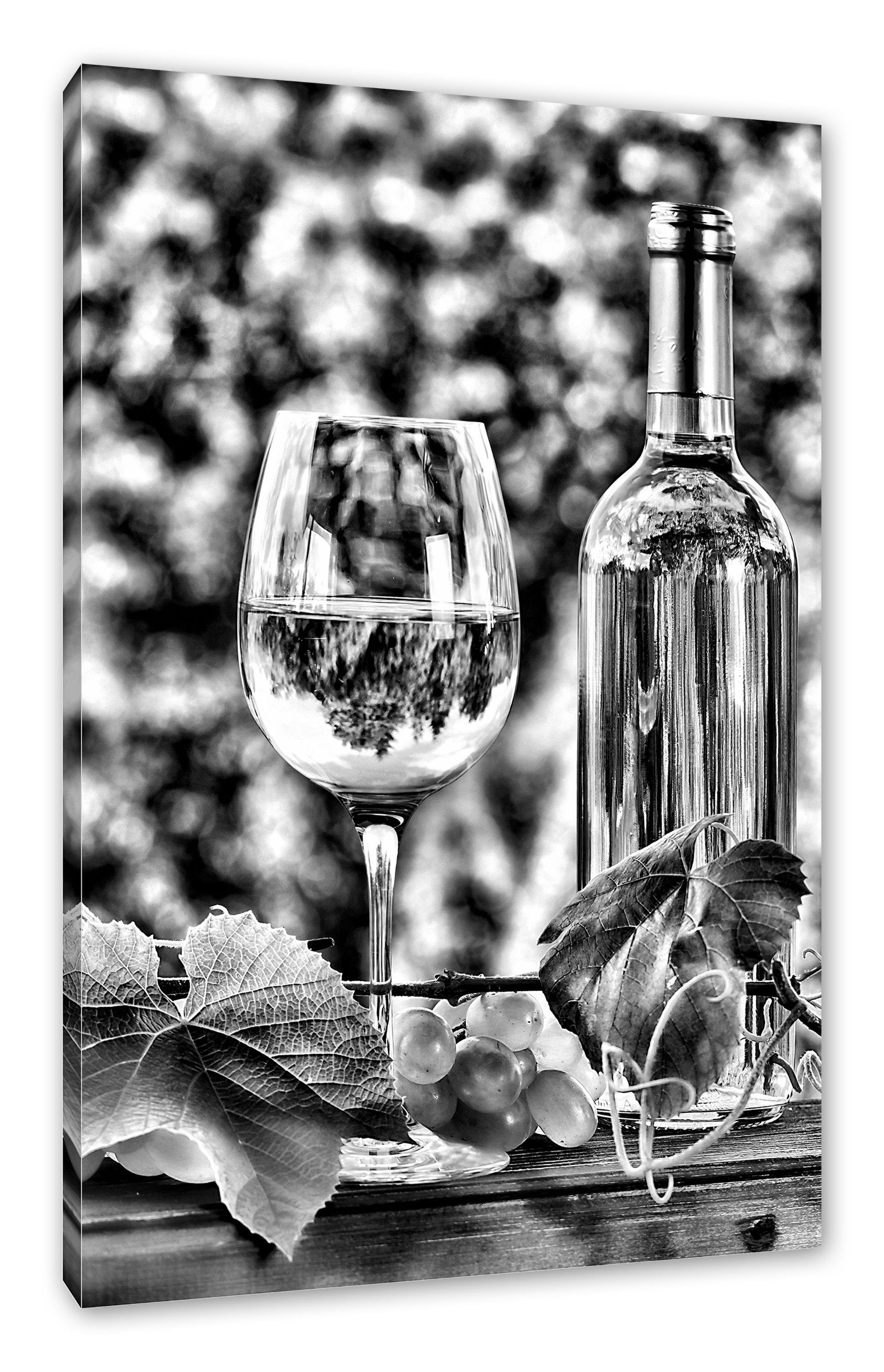 Wein Leinwandbild (1 und Zackenaufhänger Pixxprint fertig und Weintrauben Leinwandbild bespannt, inkl. St), Wein Weintrauben,