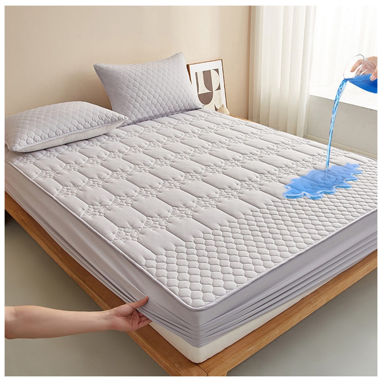 Matratzenauflage Wasserdicht Allergiker Baumwolle Matratzenschoner 90x200cm, 180x200cm ibettertec, Waschbar Anti Milben Allergiker Matratzenauflage mit Rundumbezug