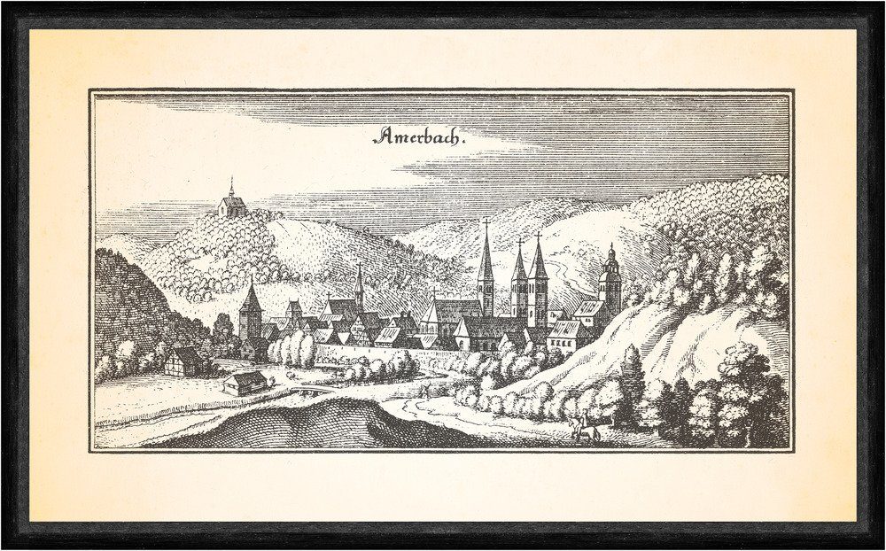 Kunstdruck Amerbach Amorbach Odenwald Teekannenmuseum Schloßmühle Faks_Merian 00