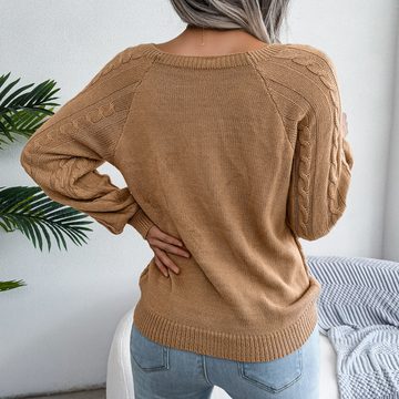 ZWY 2-in-1-Pullover Lässiger Damen-Pullover mit Zopfmuster für Damen quadratischer