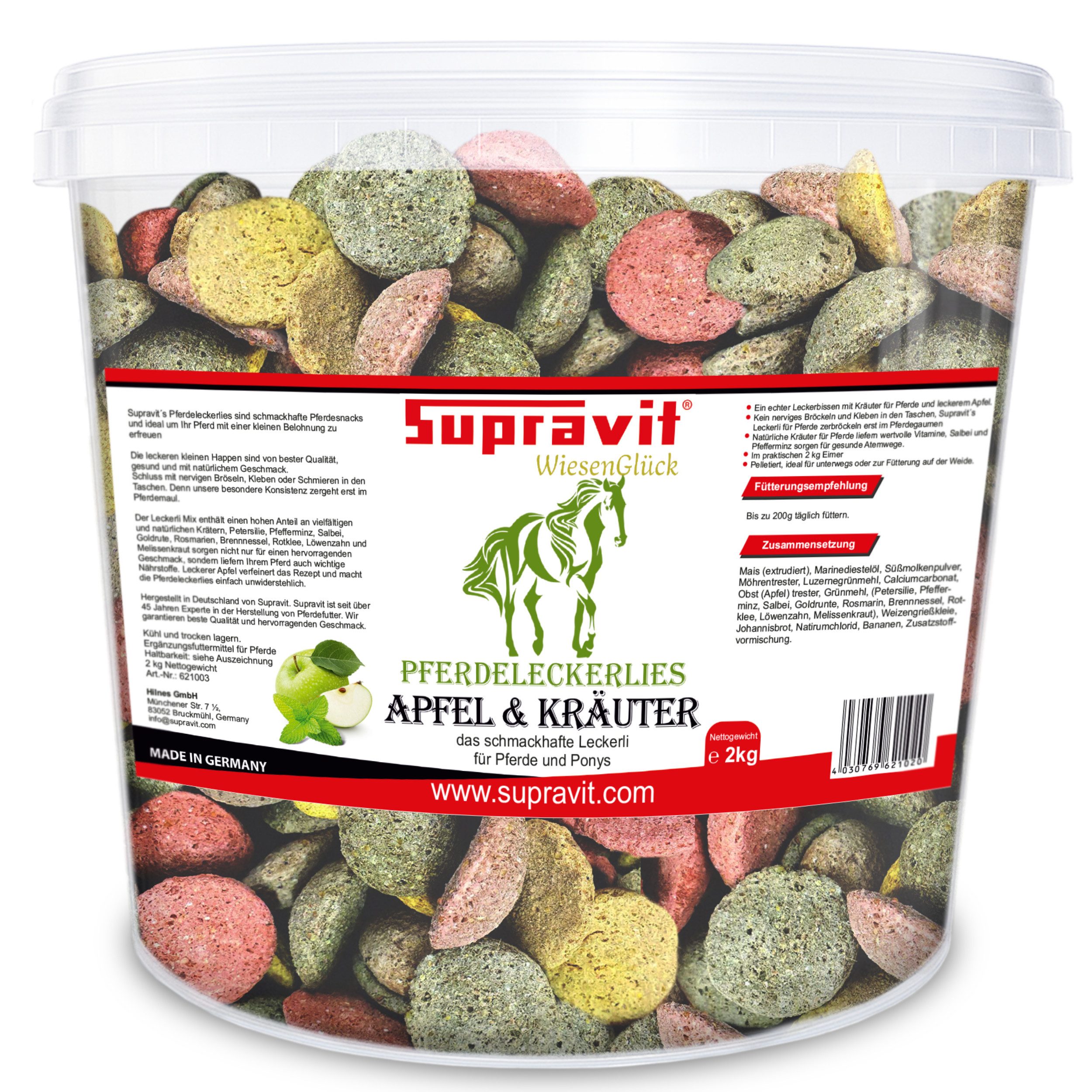 Supravit Leckerlies für Pferde & Ponys ohne Zucker - Gesunder Belohnungssnack Apfel, Snack für: Pferd von Supravit