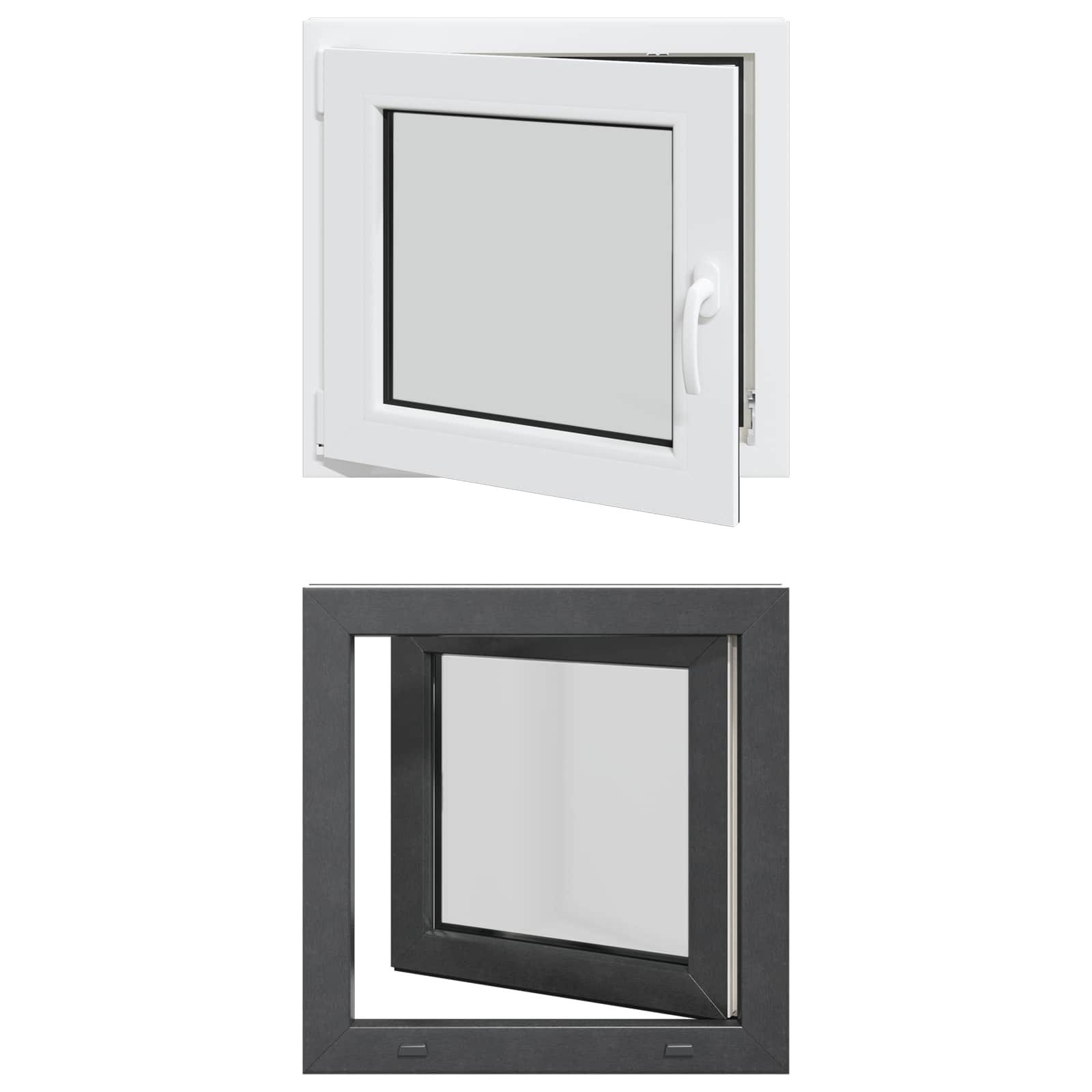 vidaXL Fenster Kellerfenster RISOR 60 x 60 cm PVC und Glas Anthrazit, (1 St)