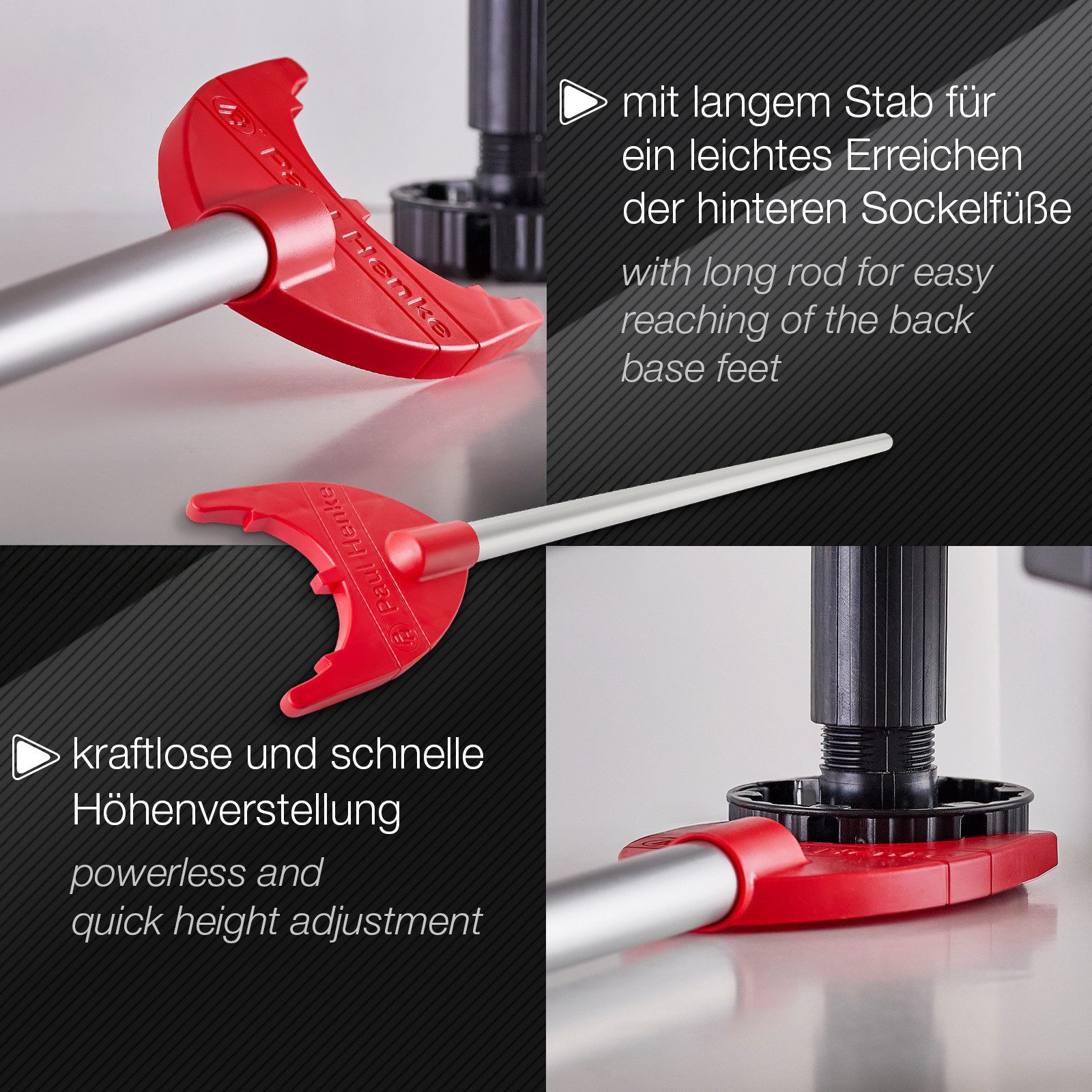 SO-TECH® Möbelfuß Sockelfuß-Verstellschlüssel Länge 738 mm für Sockelhöhe 55 -, einfache Höhenverstellung von Sockelfüßen