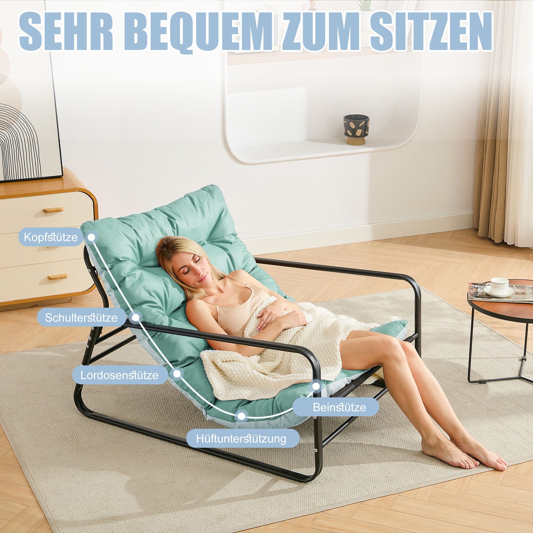 HomeMiYN Loungesessel Loungesessel Sessel Wohnzimmer Gartenliege mit Wendekissen (2er set,bestehend aus sessel mit Gepolsterten Kissen), für kinder,2 erwachsene