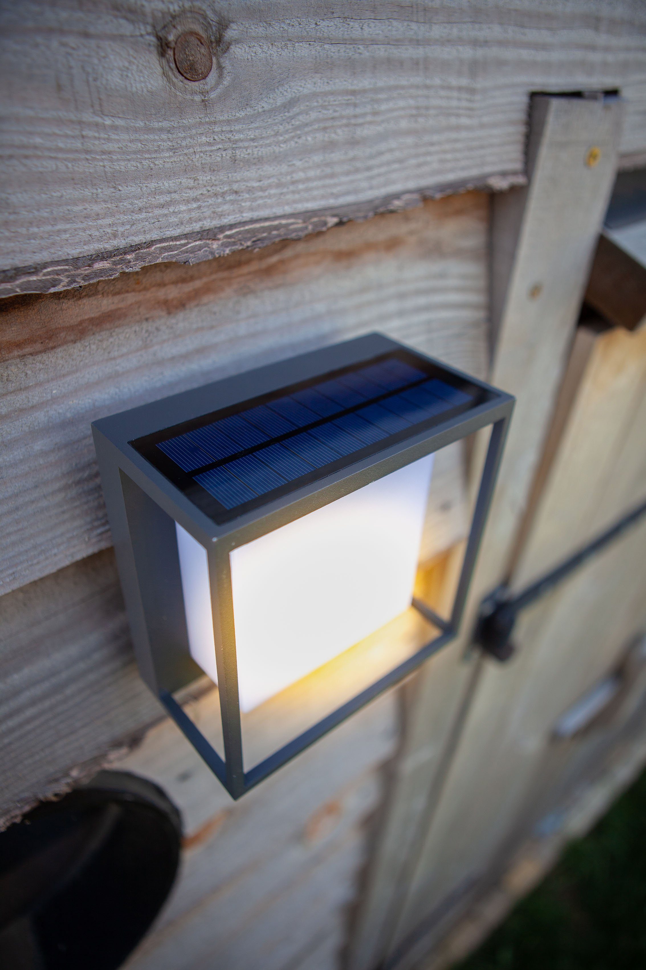 LUTEC Solarleuchte, LED fest Solarleuchte CURTIS, LED Warmweiß, Bewegungsmelder integriert,
