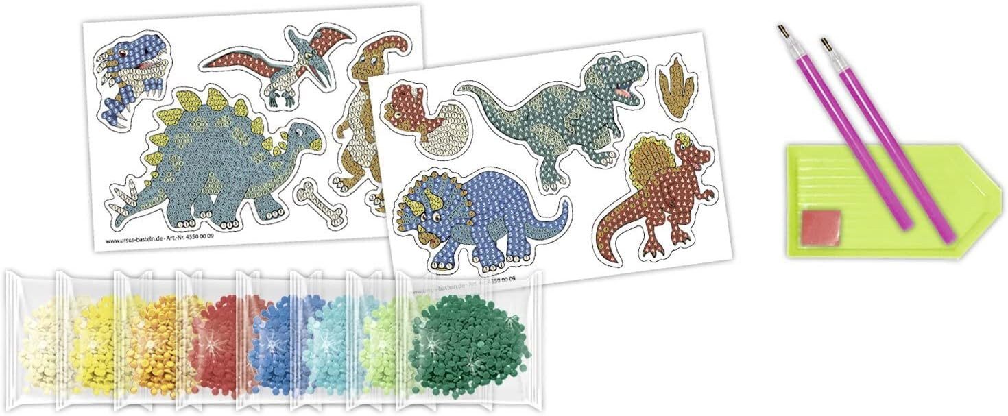 URSUS Spiel Diamond Painting Sticker Dinos - Kreatives Bastelset für Kinder