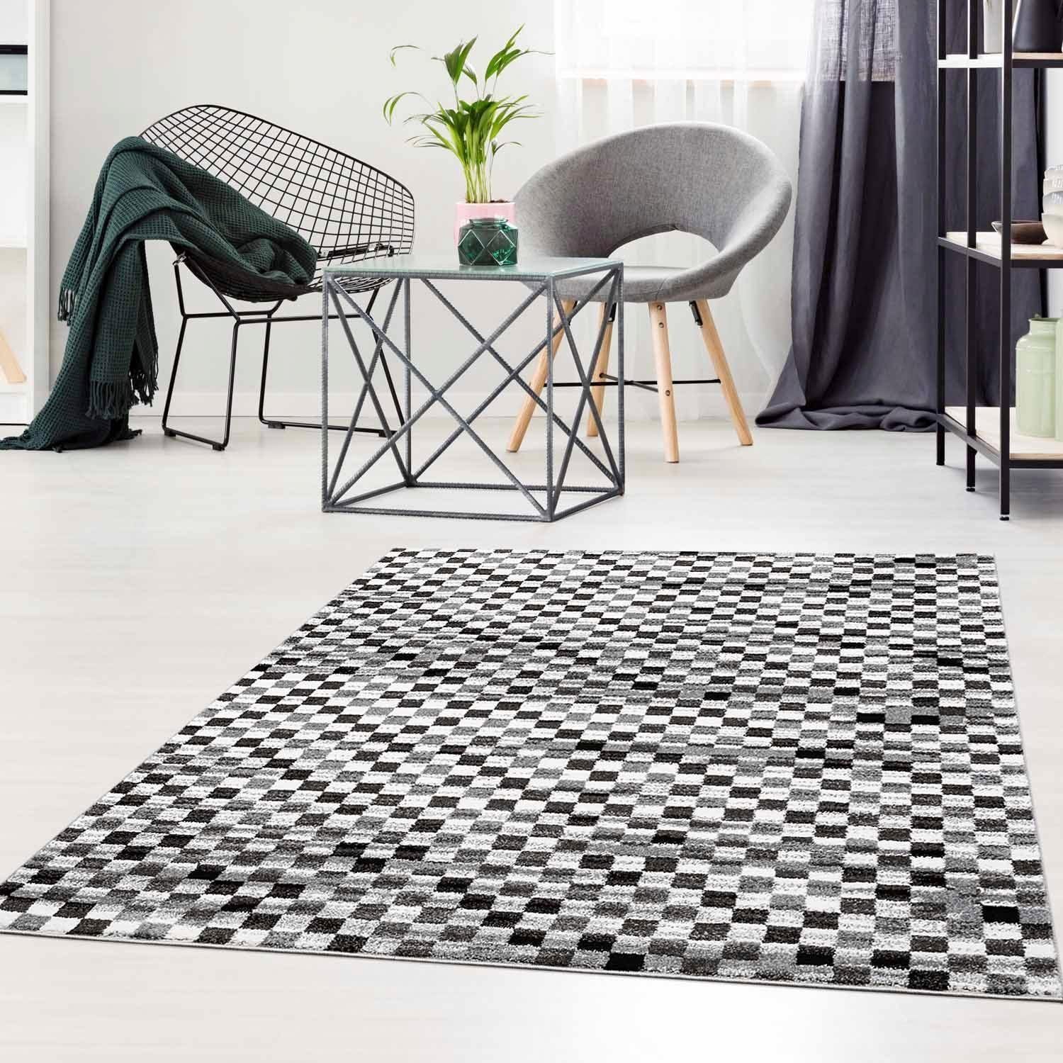 Carpet City Teppich Moda 1141, rechteckig, Höhe: 11 mm, Kurzflor, Karo, wei günstig online kaufen