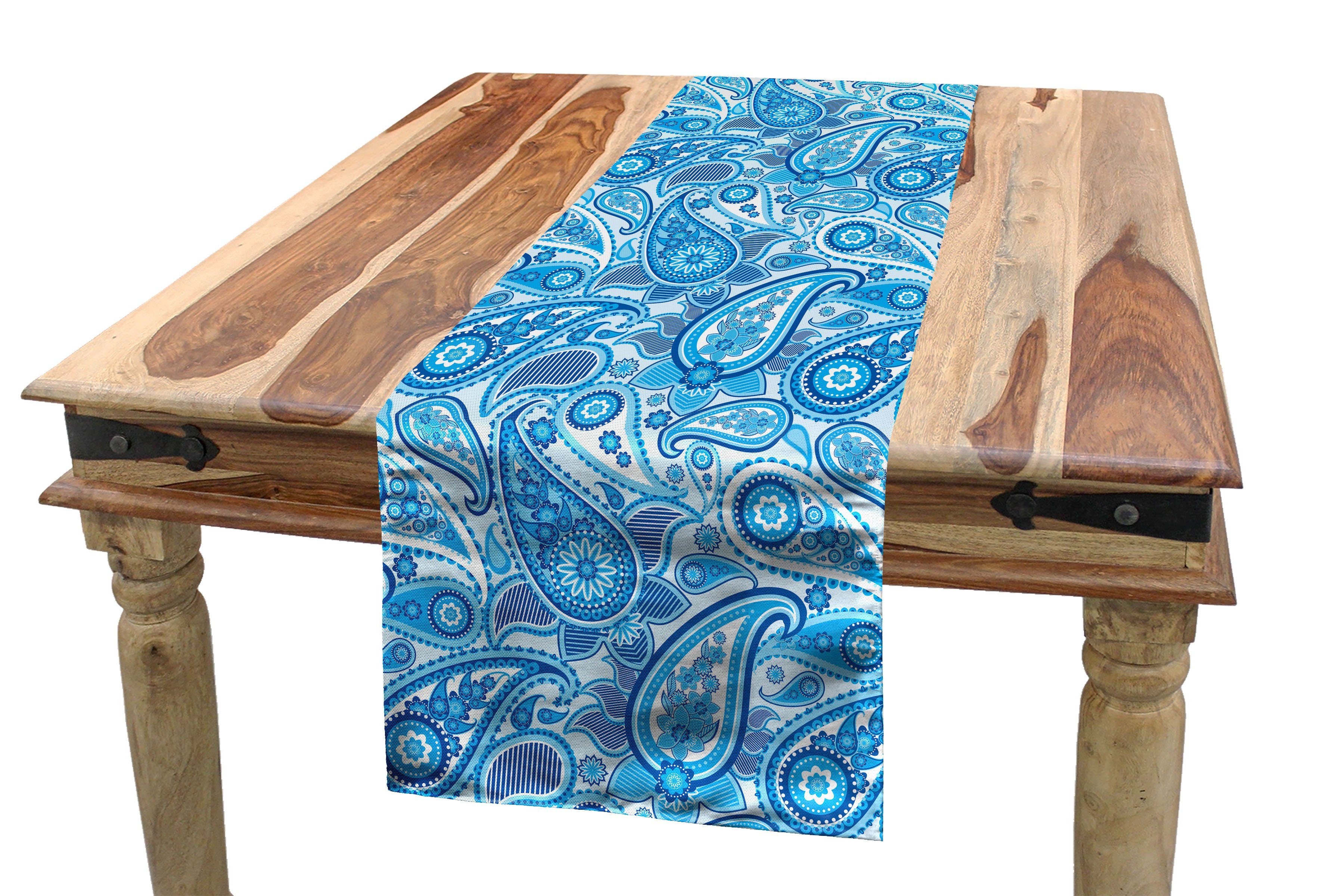 Abakuhaus Tischläufer Esszimmer Küche Rechteckiger Dekorativer Tischläufer, blau Paisley Rhythmische Buta Elements | Tischläufer