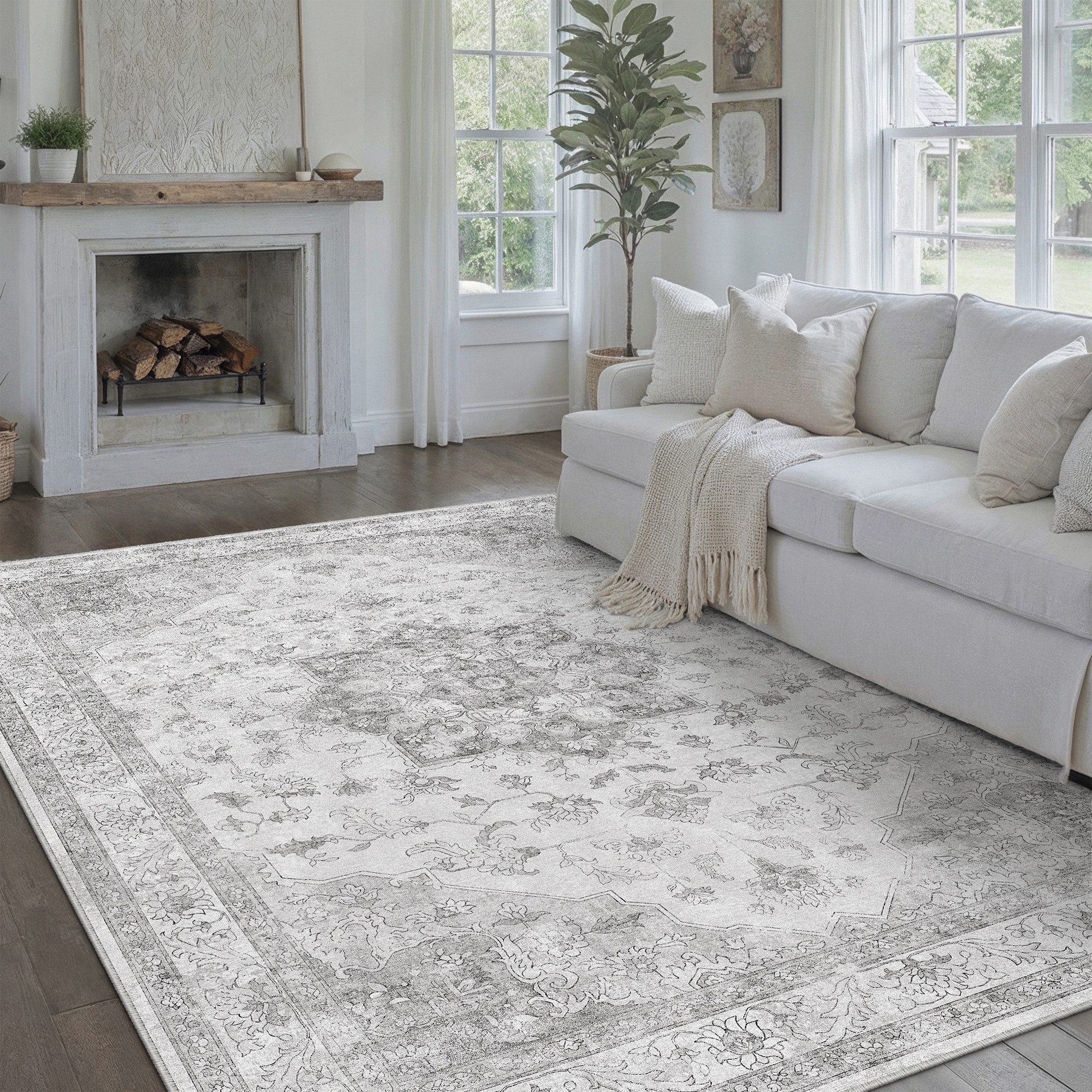 PURECOZY Teppich Kurzflor & Weich, Waschbar & Pflegeleicht, Retro-Design, Rechteckig, Höhe: 6.1 mm, geeignet für verschiedene Innenräume