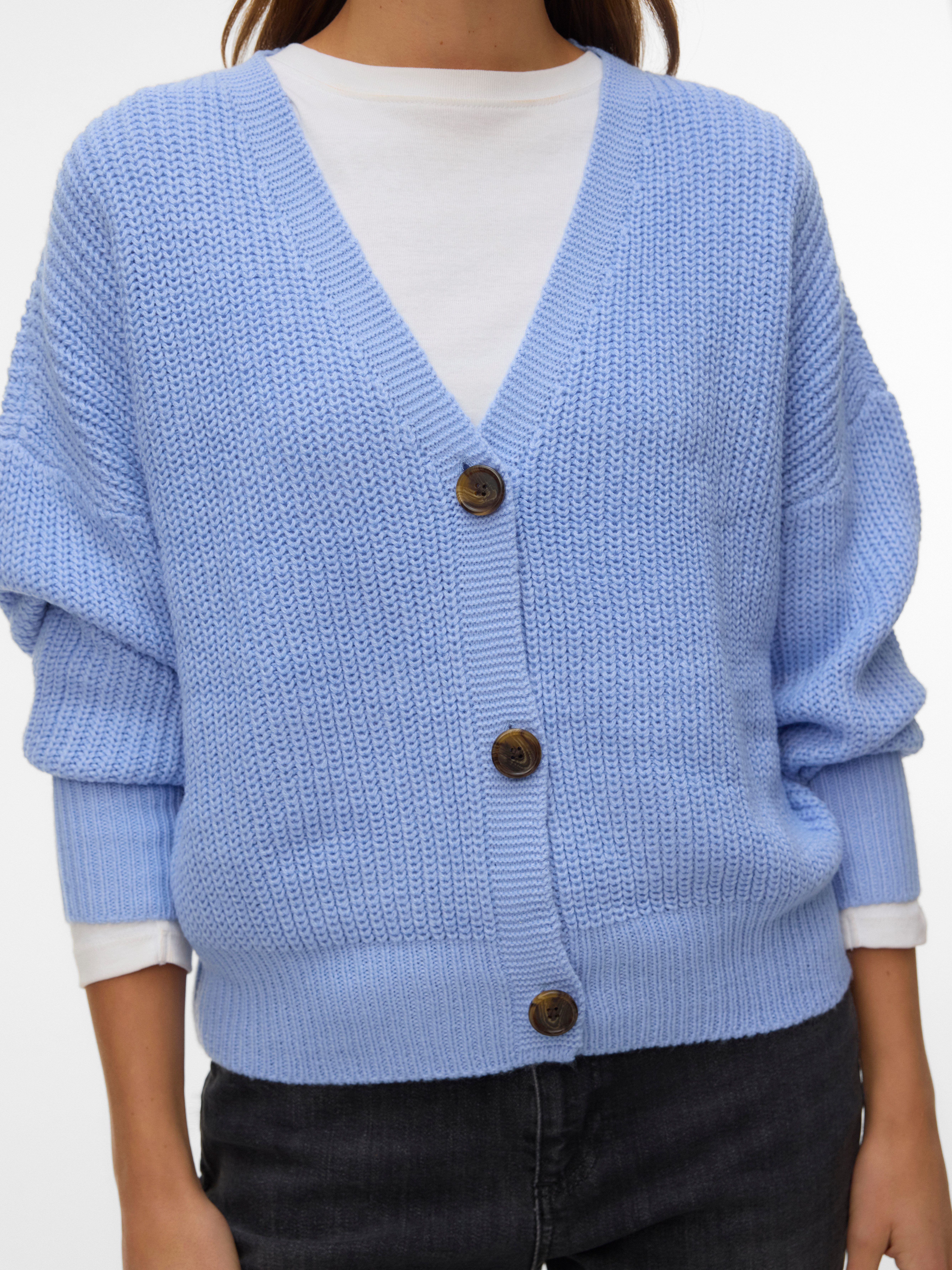 Vero Moda Strickjacke VMLEA LS V-NECK CUFF CARDIGAN NOOS Rippstrick