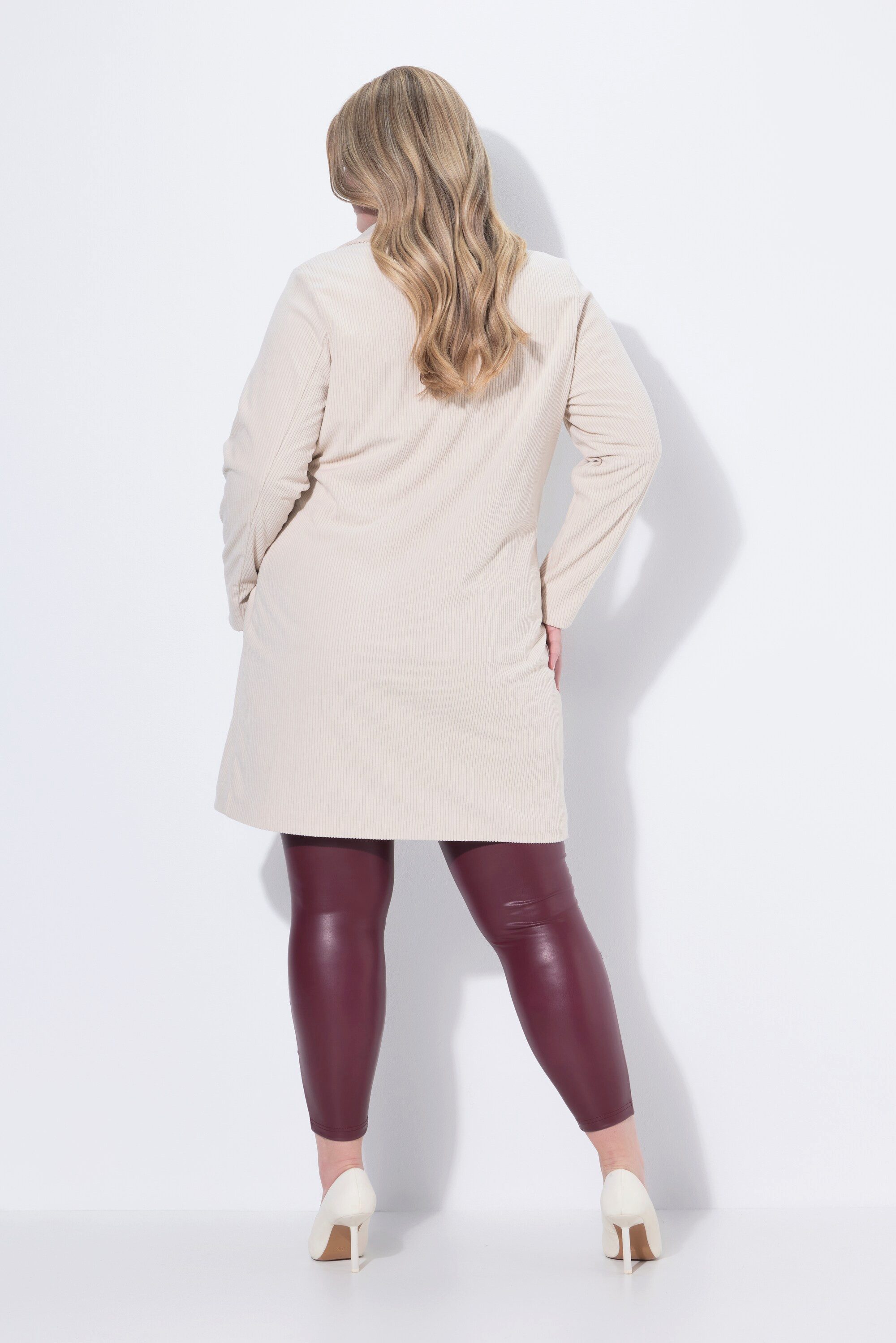 MIAMODA Blusenblazer Cord-Longblazer Futter mit Leodruck