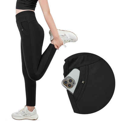 Frentree Leggings mit Hosentaschen im Alltagslook, schicke und bequeme Damen Sporthose mit Bauchwegfunktion, Blickdicht und Atmungsaktiv, sportliche Hose