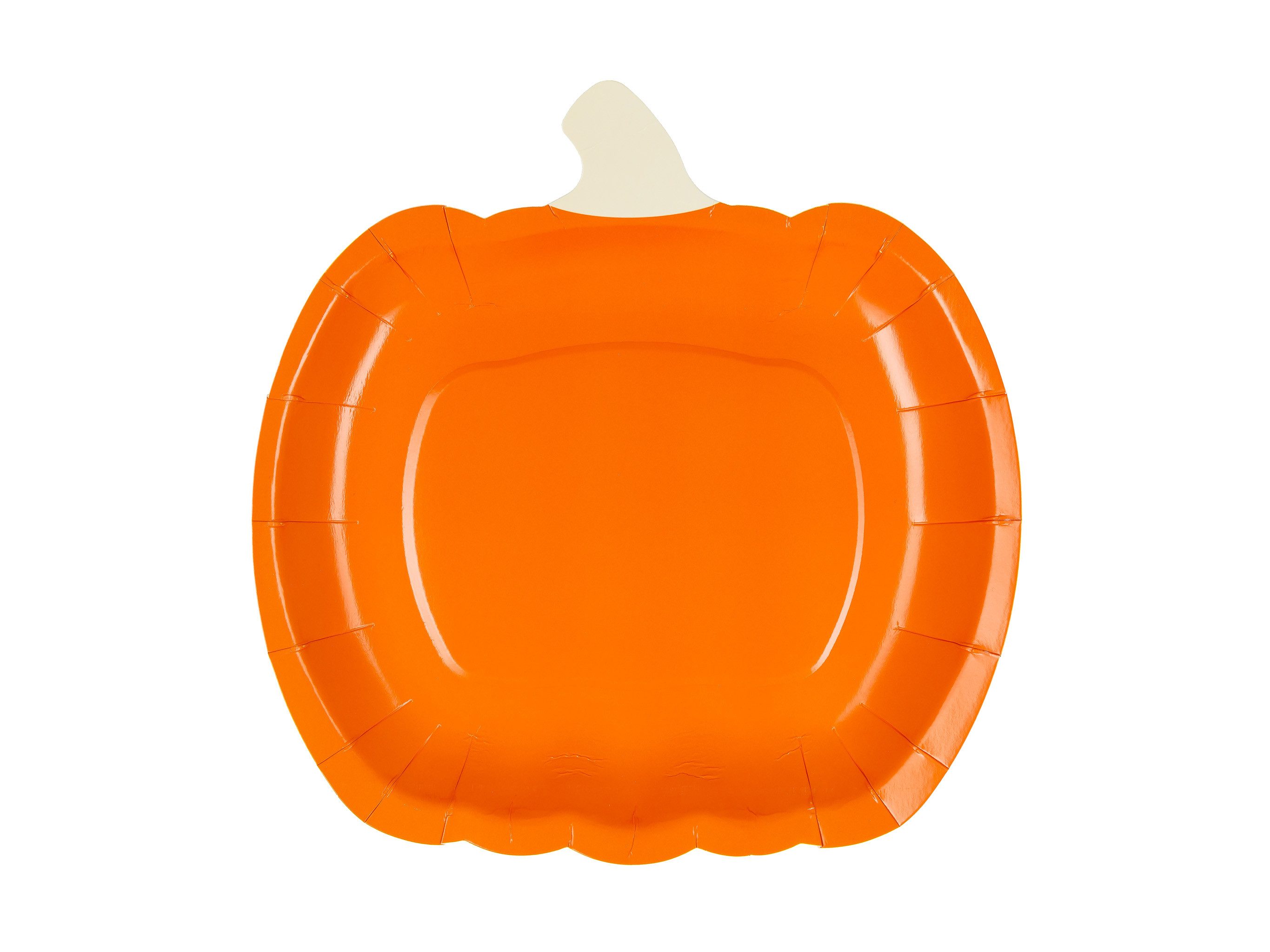 partydeco Teller, Pappteller 24cm Kürbis Form 6er Set - Orange