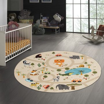 Kinderteppich Rutschfester Kinder-Spielteppich in beige, TeppichHome24, rechteckig