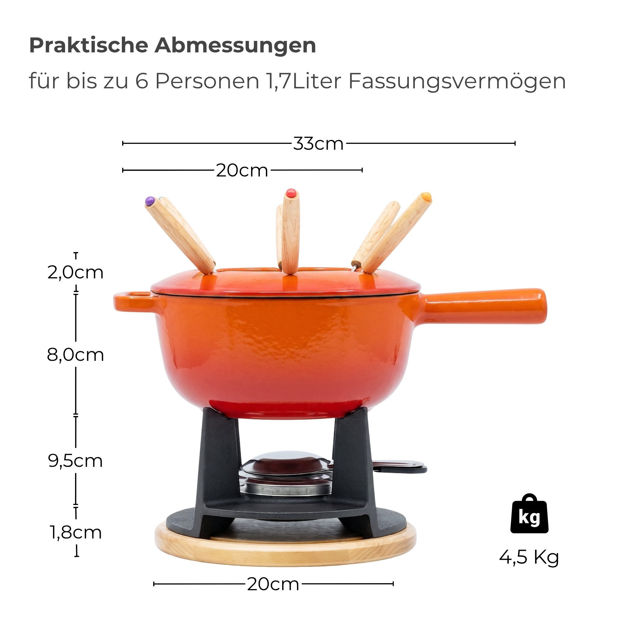 osoltus Fondue osoltus Fondue Käsefondue Set Gusseisen Matt Orange Emaille