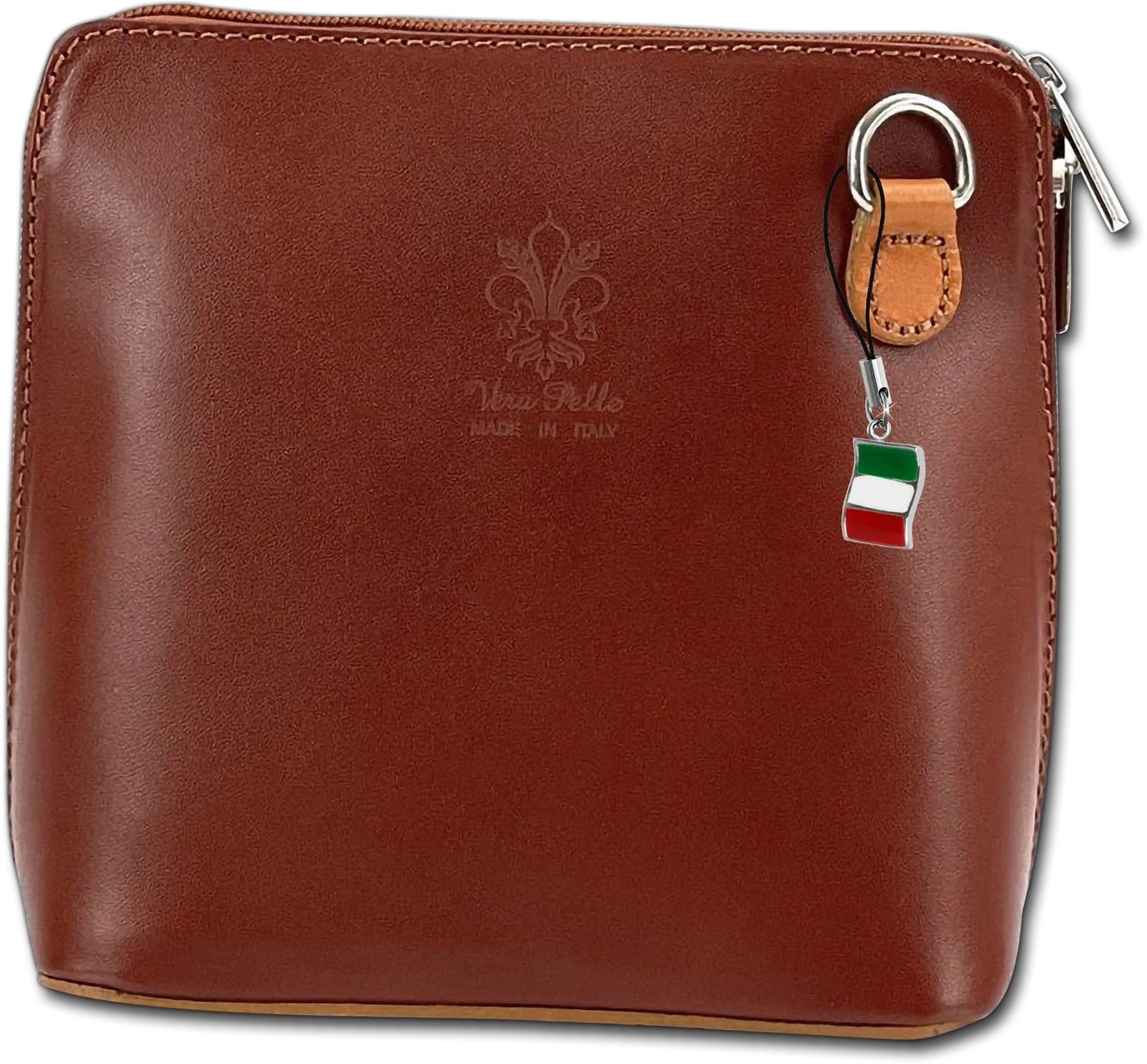 FLORENCE Umhängetasche D2OTF109X Florence Mini Leder Umhängetasche (Schultertasche, Schultertasche), Damen Tasche Echtleder, Rindsleder braun, dunkelbraun, Made-In Italy