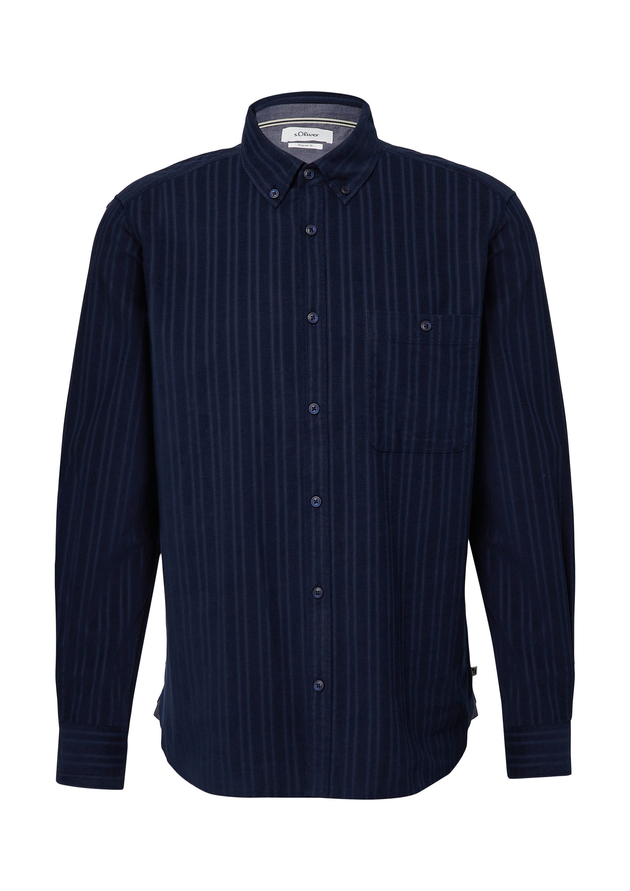 s.Oliver Langarmhemd Hemd Regular Fit: Cordhemd in Streifenoptik mit aufges günstig online kaufen