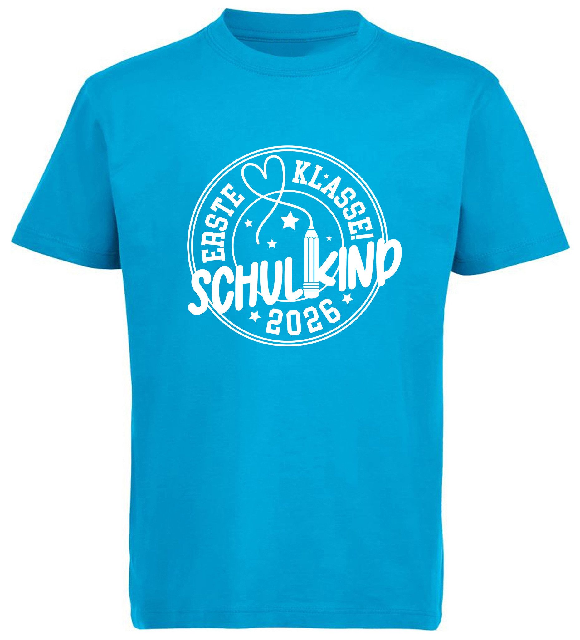 MyDesign24 T-Shirt Kinder Einschulungs T-Shirt Schulkind 2026 aqua blau kurzarm Regular Fit print Shirt i820