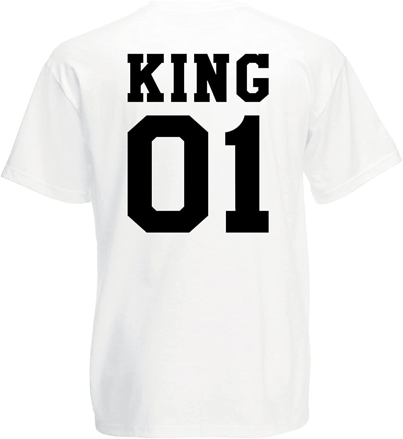 Youth Designz T-Shirt King Queen Rückenprint, T-Shirt Herren Princess Kinder mit Prince King-Weiß Damen Spruch trendiger (1-tlg) Set