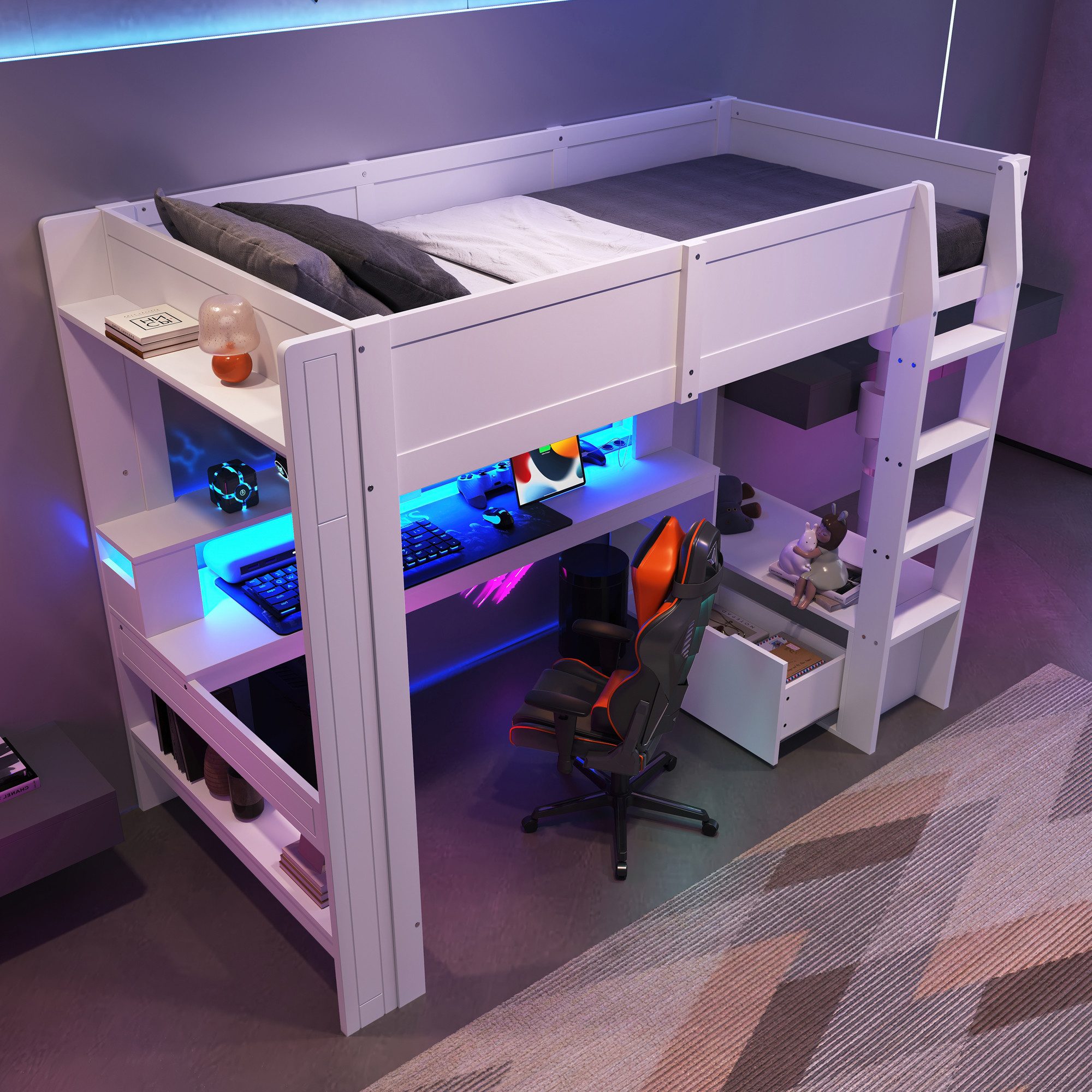 Ulife Hochbett Kinderbett Jugendbett Gaming Bett günstig online kaufen