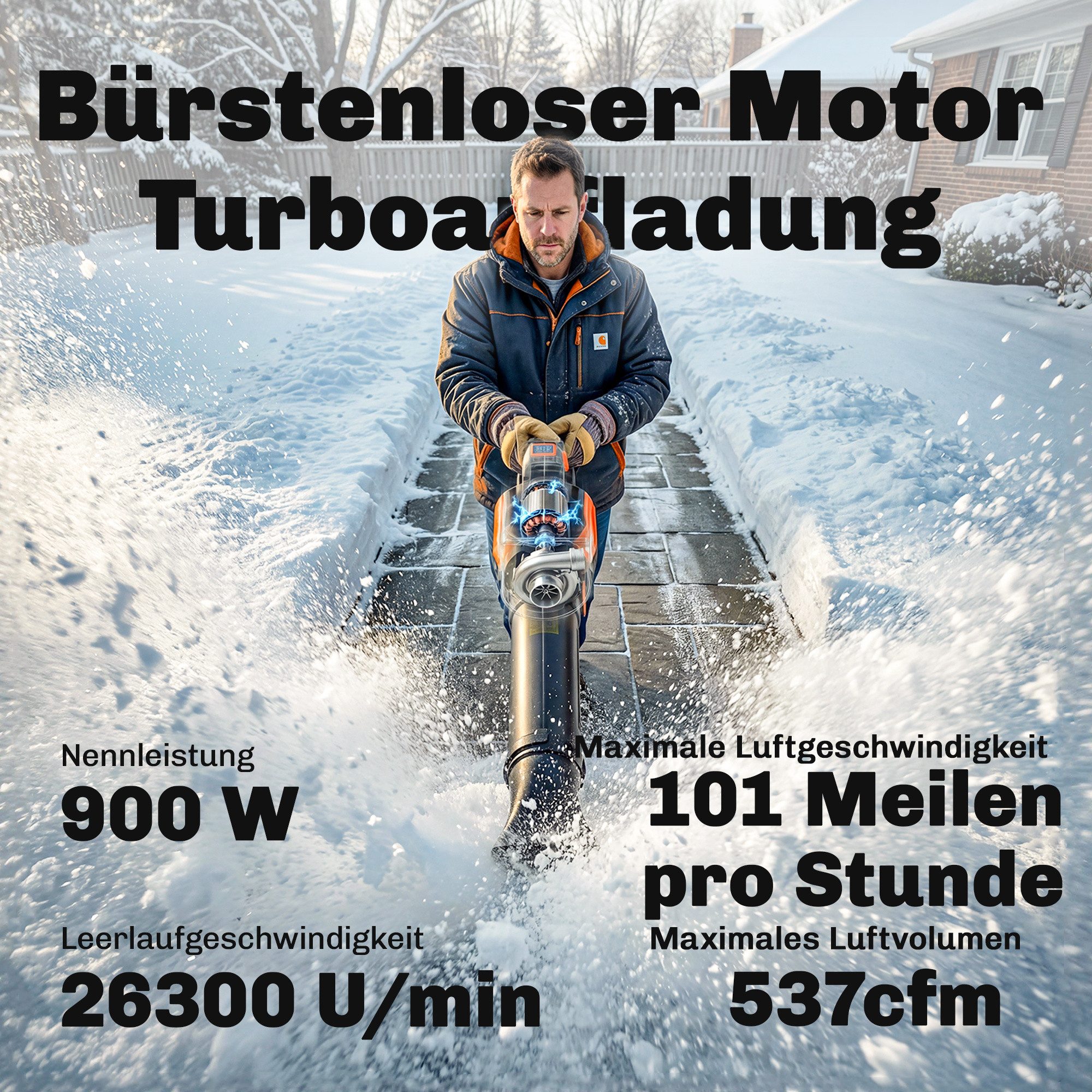 Outsunny Elektro-Laubbläser 20V Kabellos mit 2x4.0Ah Akku & Ladegerät, Turbo-Boost 162,7km/h, (Laubbläser, 4 St., Akku-Laubbläser), für Garten, Terrasse – Bild 4 von 5