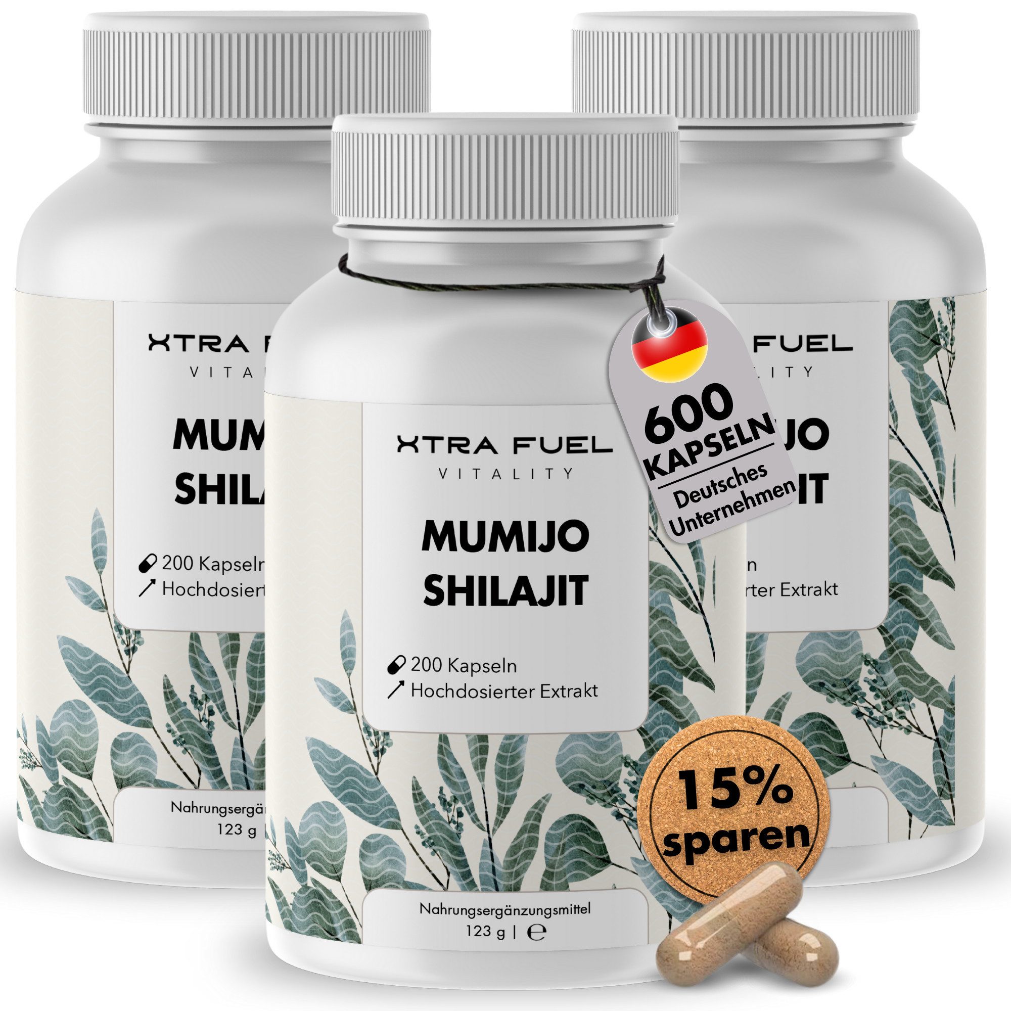 Mumijo Shilajit hochdosiert - 200 Kapseln, 80% Fulvin- & Huminsäure Kapseln