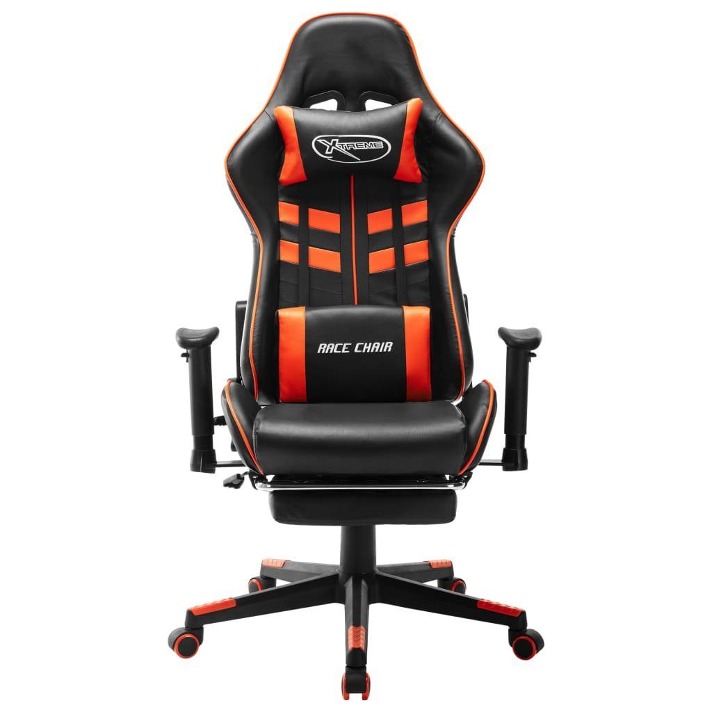 vidaXL mit Fußstütze Schwarz Orange Kunstleder Bürostuhl Gaming-Stuhl und