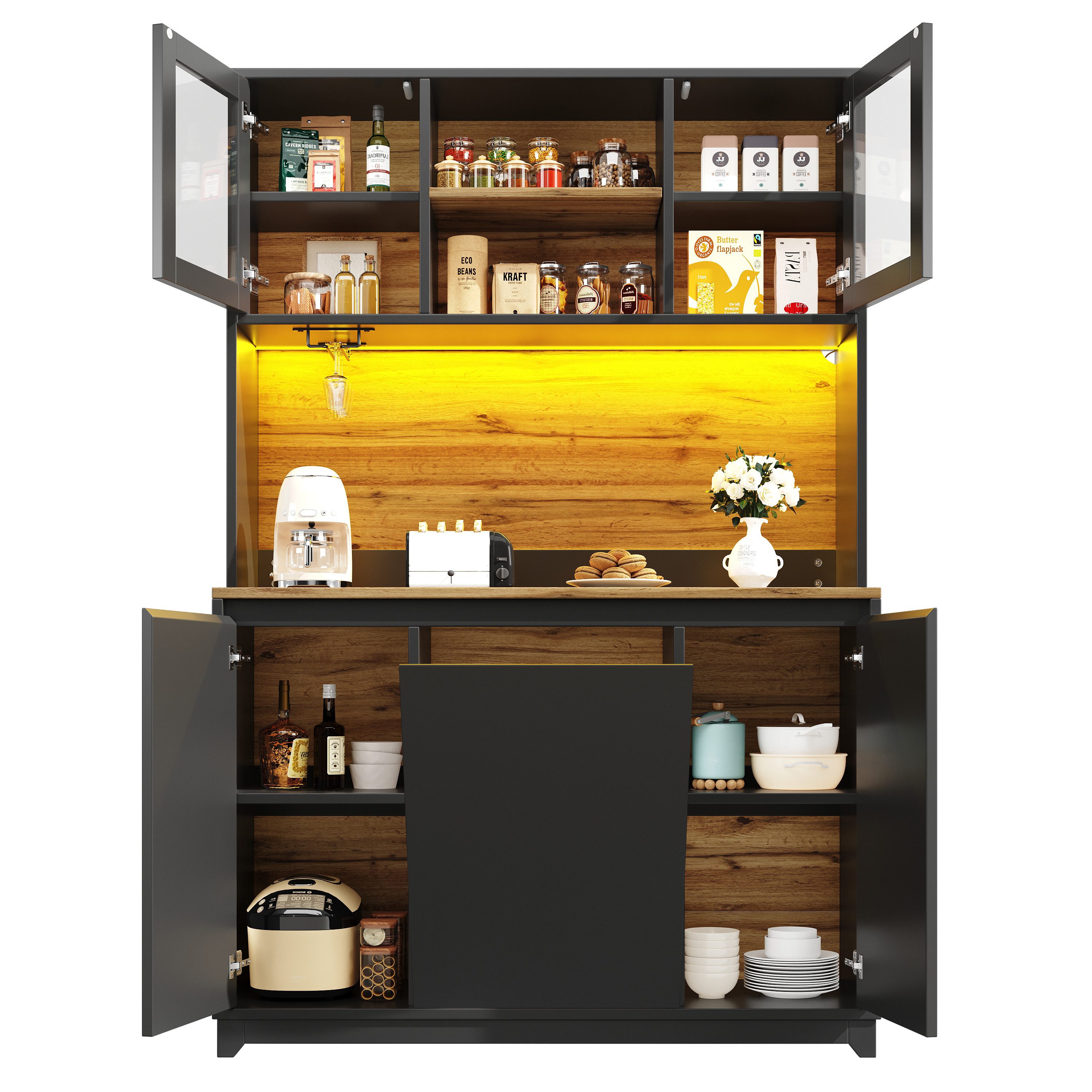 MODFU Hochschrank Schwarzes Sideboard (großzügiger Stauraum, günstig online kaufen