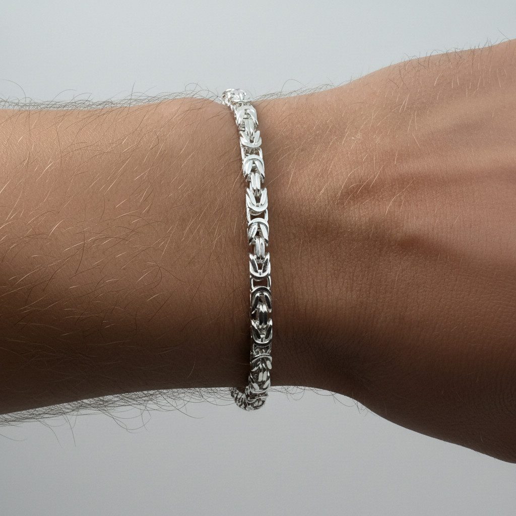 Tony Fein Silberarmband Königsarmband 3,8 mm 925er Sterling Silber Massiv 20 cm, Made in Italy für Damen und Herren