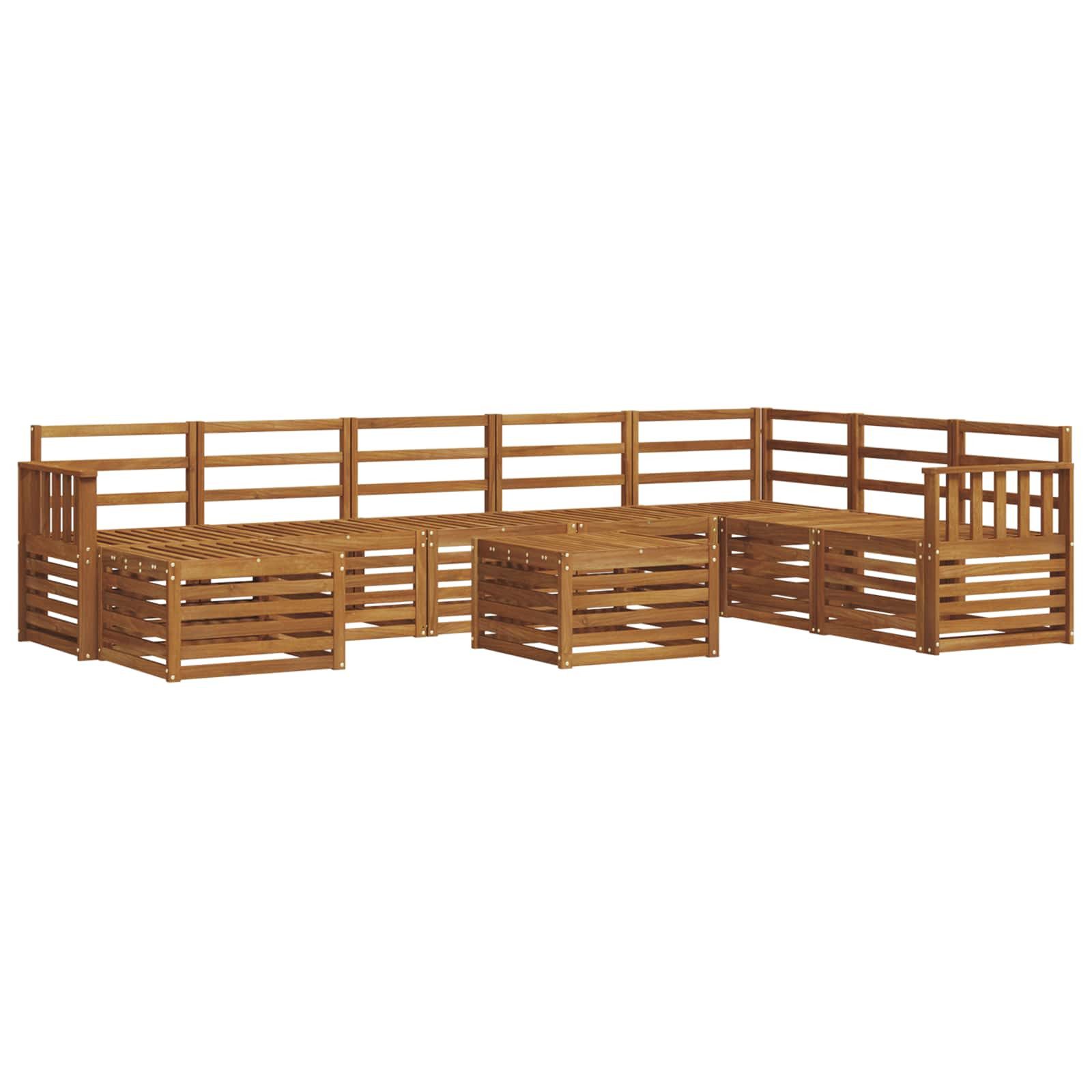 vidaXL Gartenlounge-Set Outdoor-Sofagarnitur 9 pcs Natur Massivholz, (9-tlg)
