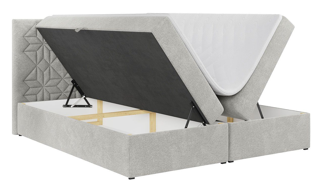 MKS MÖBEL Boxspringbett STELLE mit 1, Modern Bett Matratze - Doppelbett Multipocket 