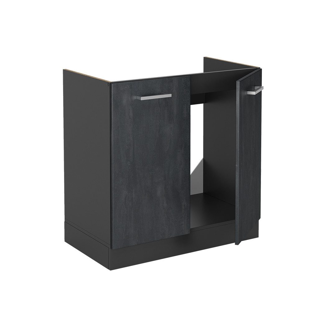 Vicco Unterschrank R-Line, Schwarz Beton/Anthrazit, 80 cm AP Anthrazit (1-St)